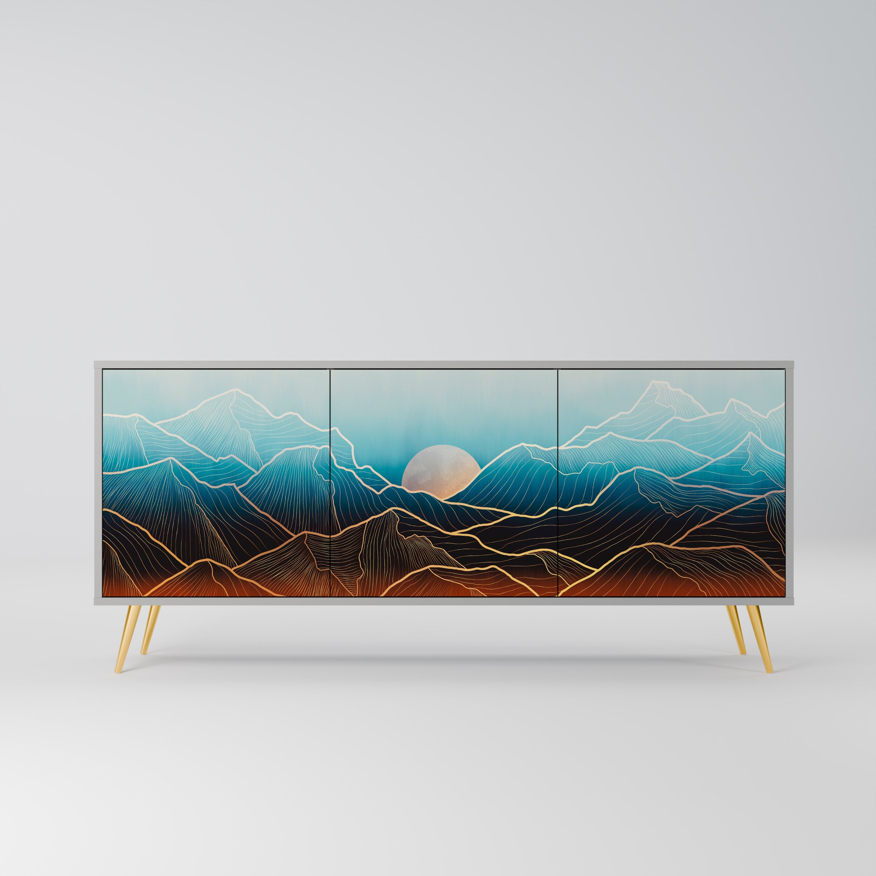 LUNAR SECRETS 3-Door Sideboard in Grey Finish