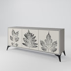 LEAFY STAMPS 3-Door Sideboard in Grey Finish