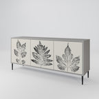 LEAFY STAMPS 3-Door Sideboard in Grey Finish