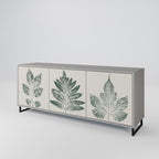 GREEN LEAFY STAMPS 3-Door Sideboard in Grey Finish