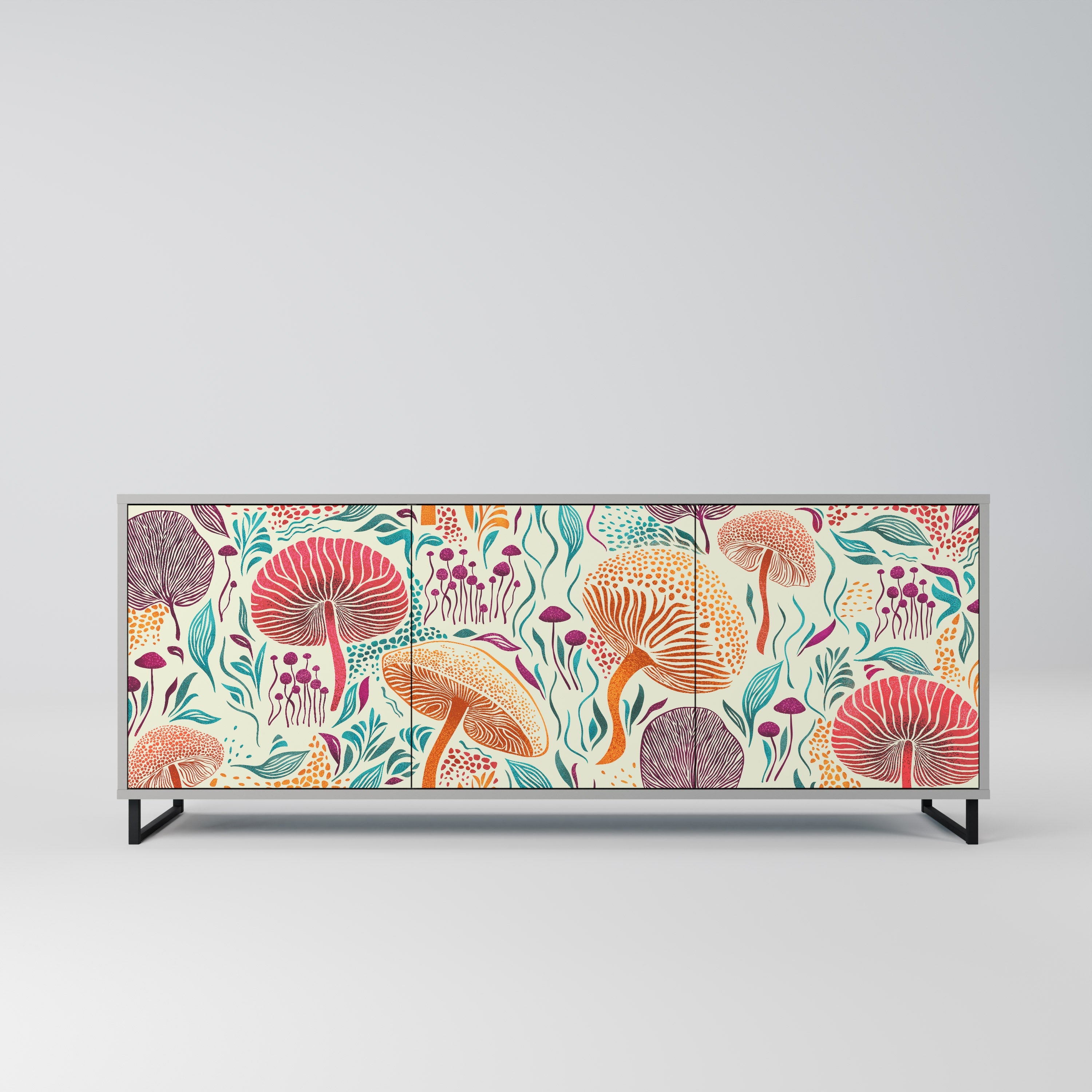 FUNGUS FANTASY 3-Door Sideboard in Grey Finish