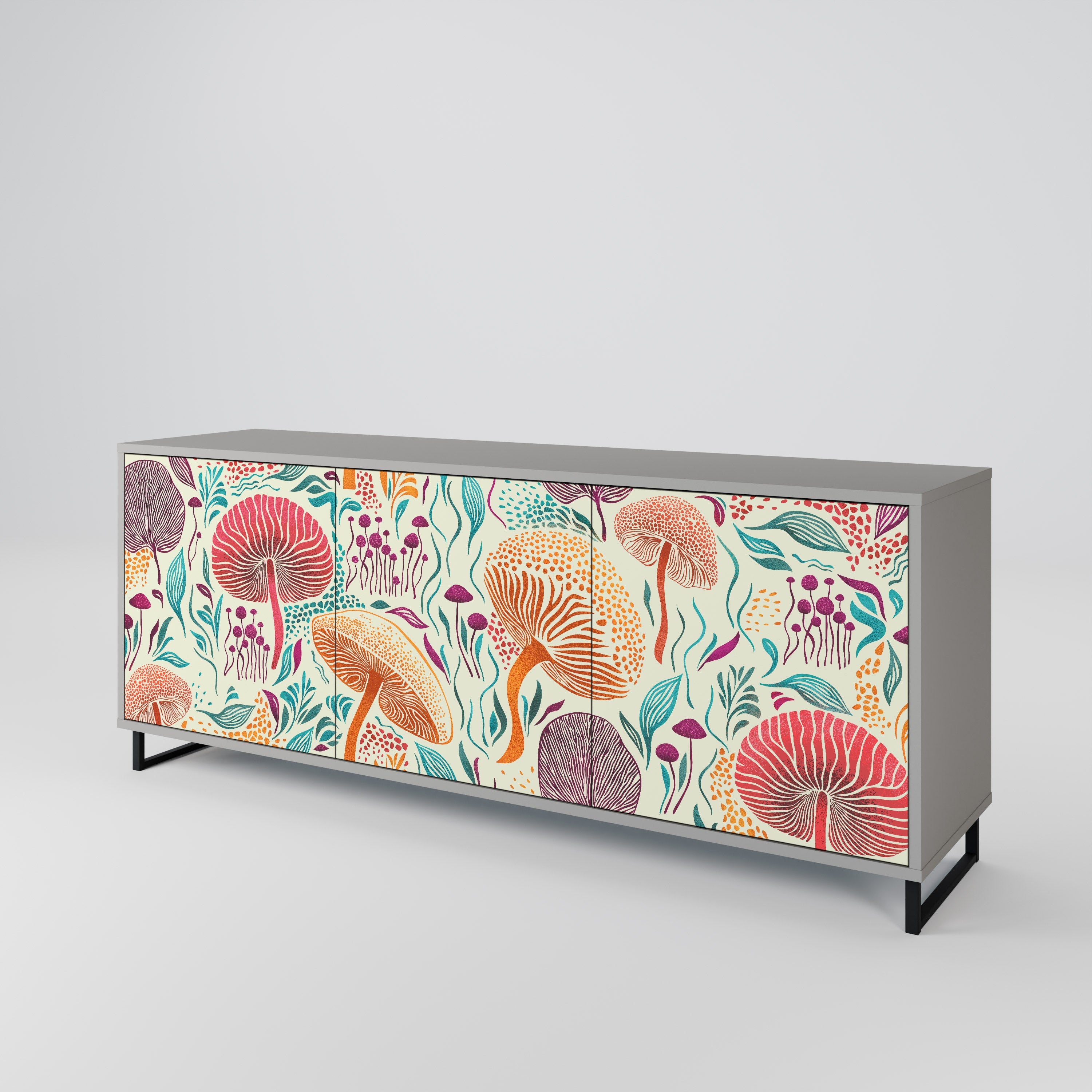 FUNGUS FANTASY 3-Door Sideboard in Grey Finish