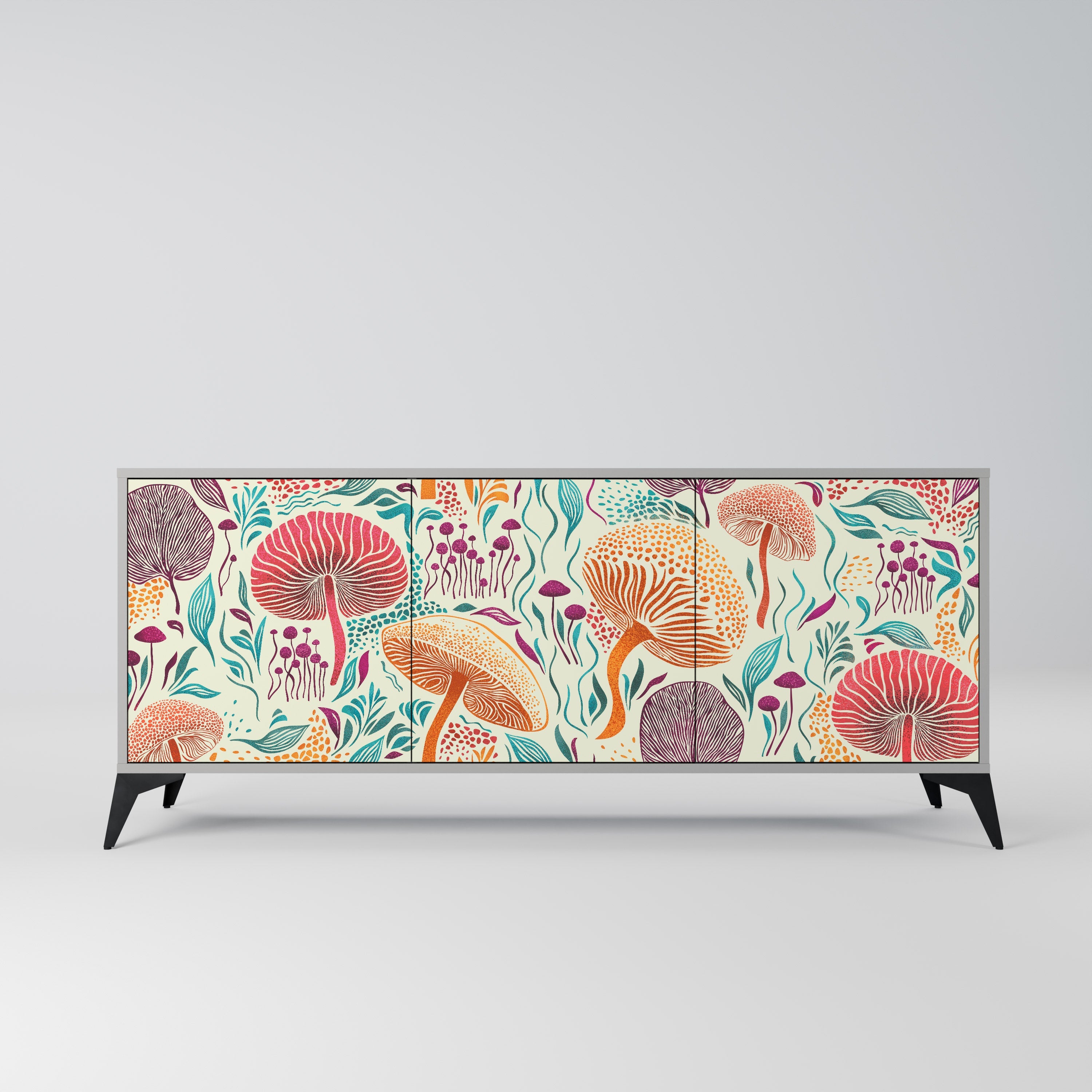 FUNGUS FANTASY 3-Door Sideboard in Grey Finish