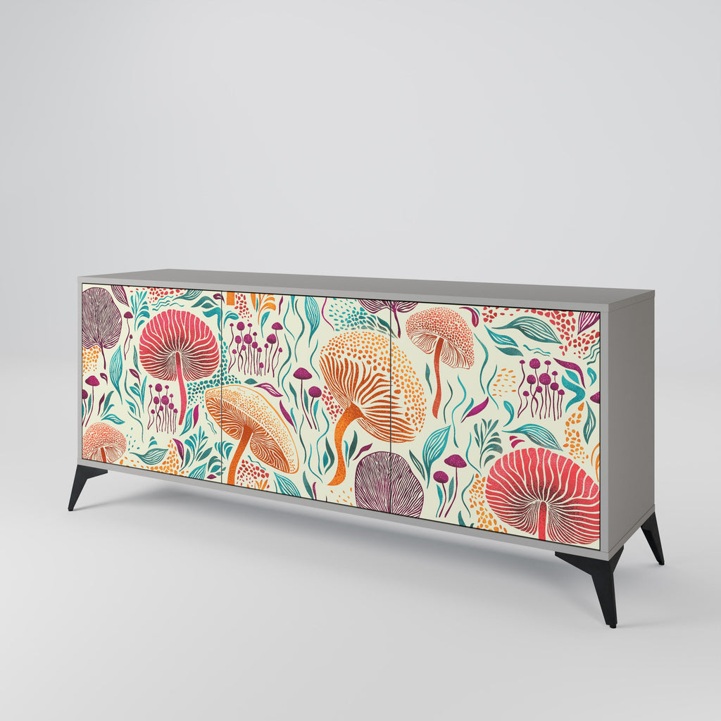 FUNGUS FANTASY 3-Door Sideboard in Grey Finish