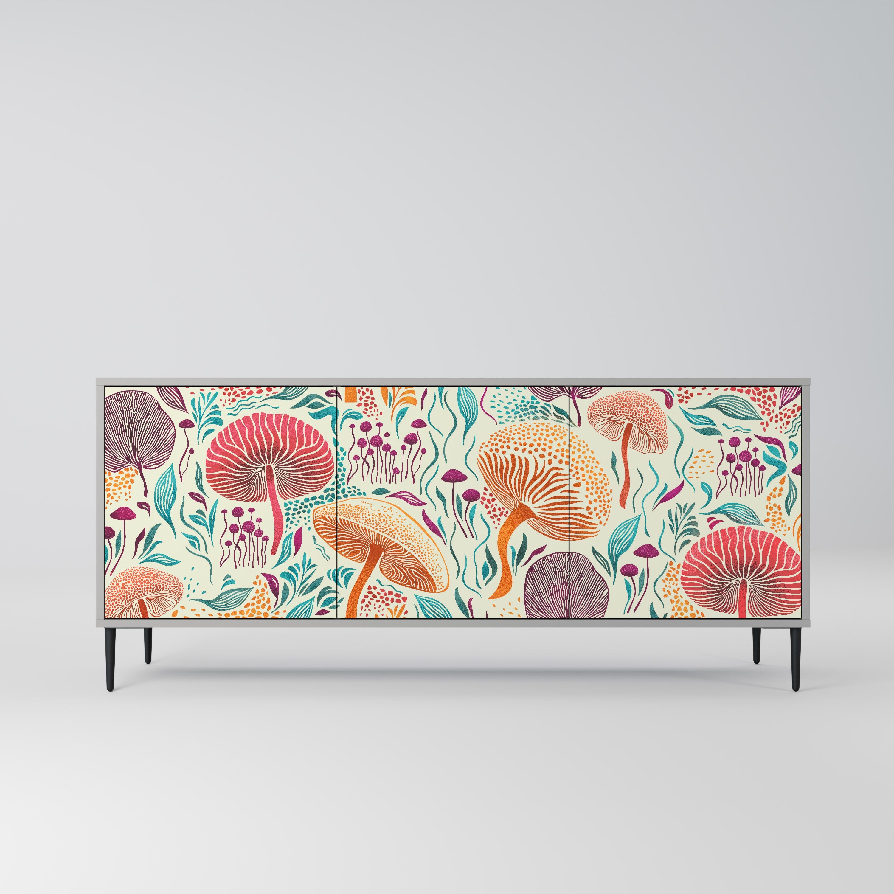 FUNGUS FANTASY 3-Door Sideboard in Grey Finish