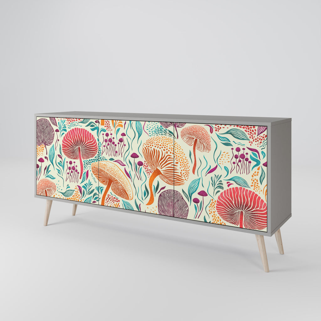 FUNGUS FANTASY 3-Door Sideboard in Grey Finish