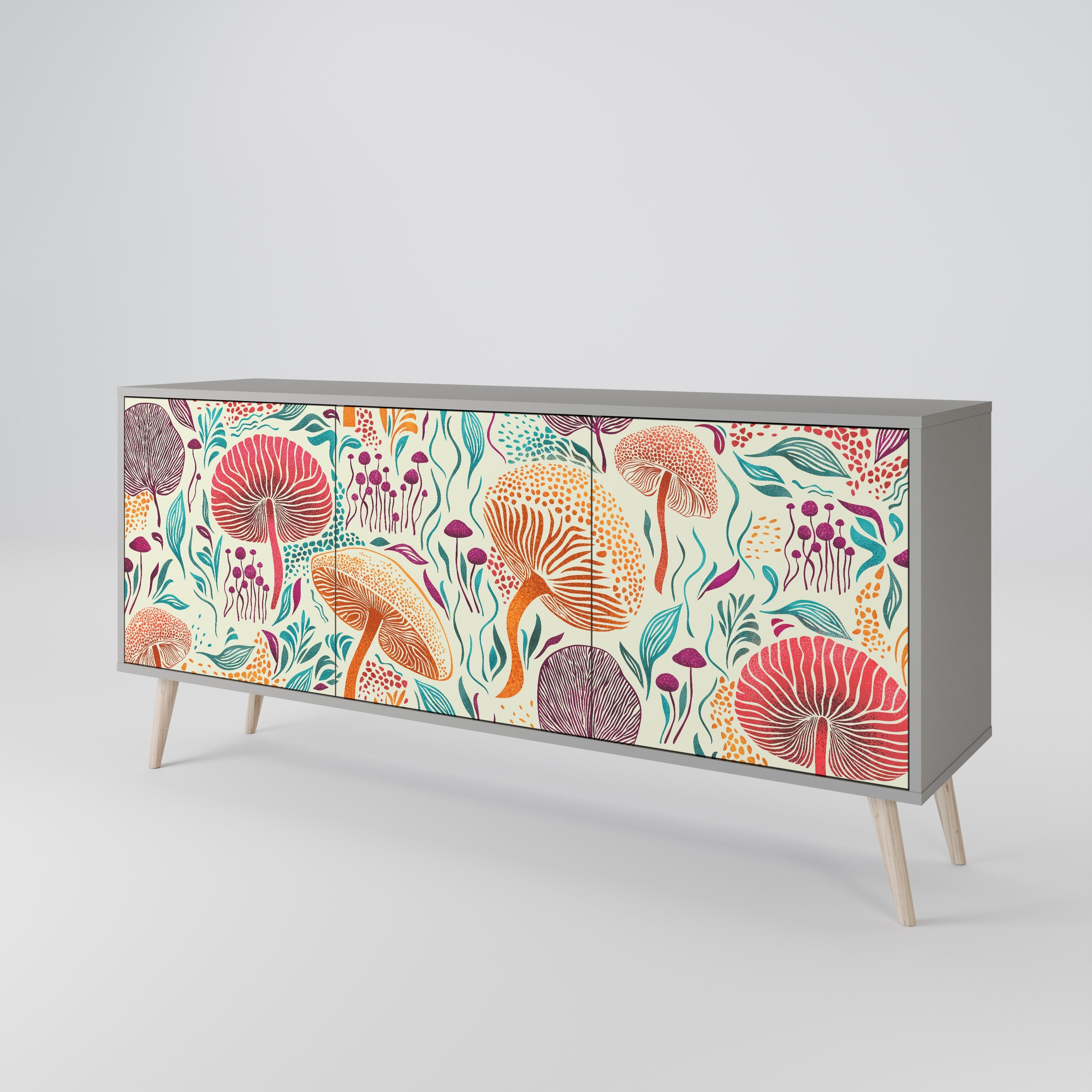 FUNGUS FANTASY 3-Door Sideboard in Grey Finish