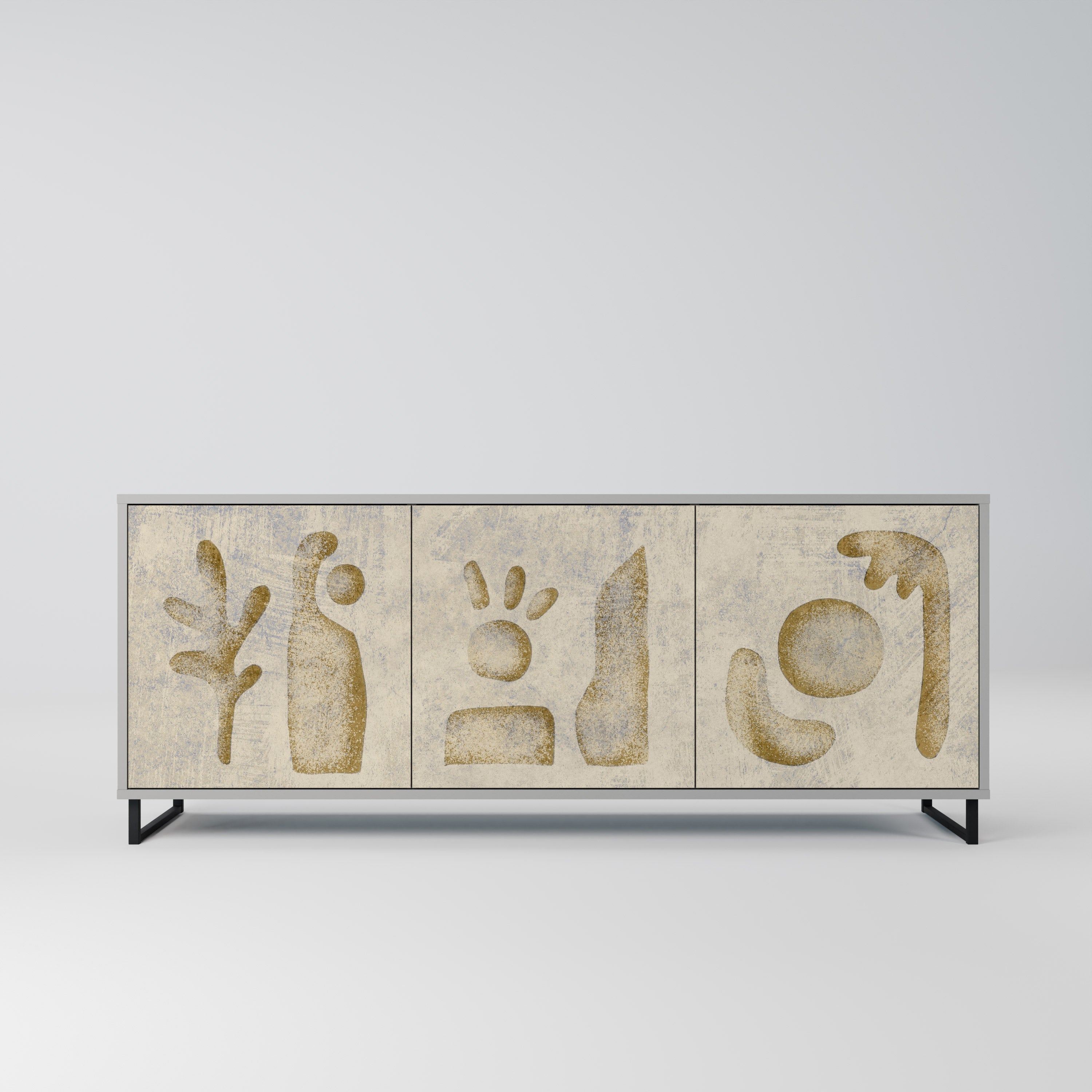 SAND SCULPTURES 3-Door Sideboard in Grey Finish