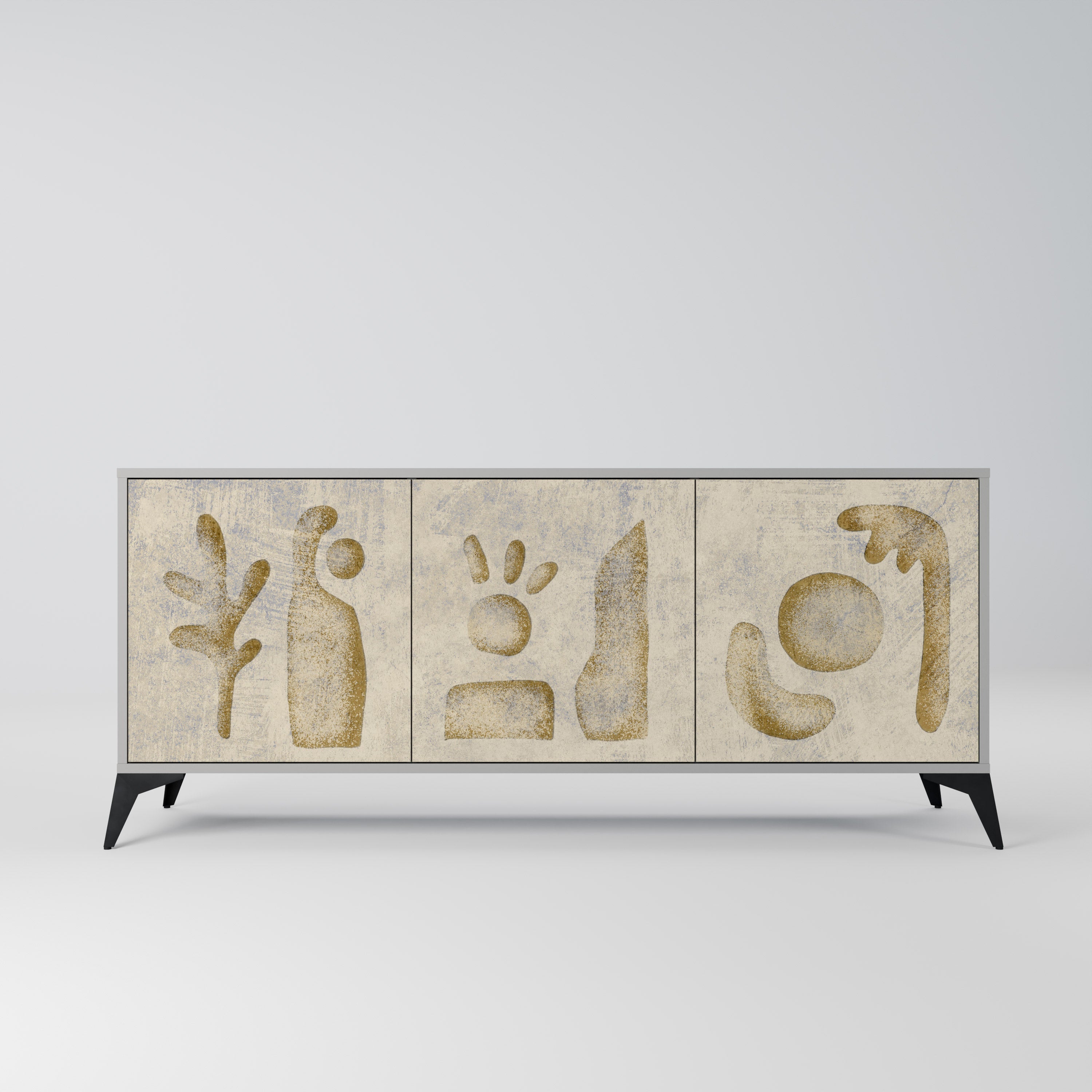 SAND SCULPTURES 3-Door Sideboard in Grey Finish