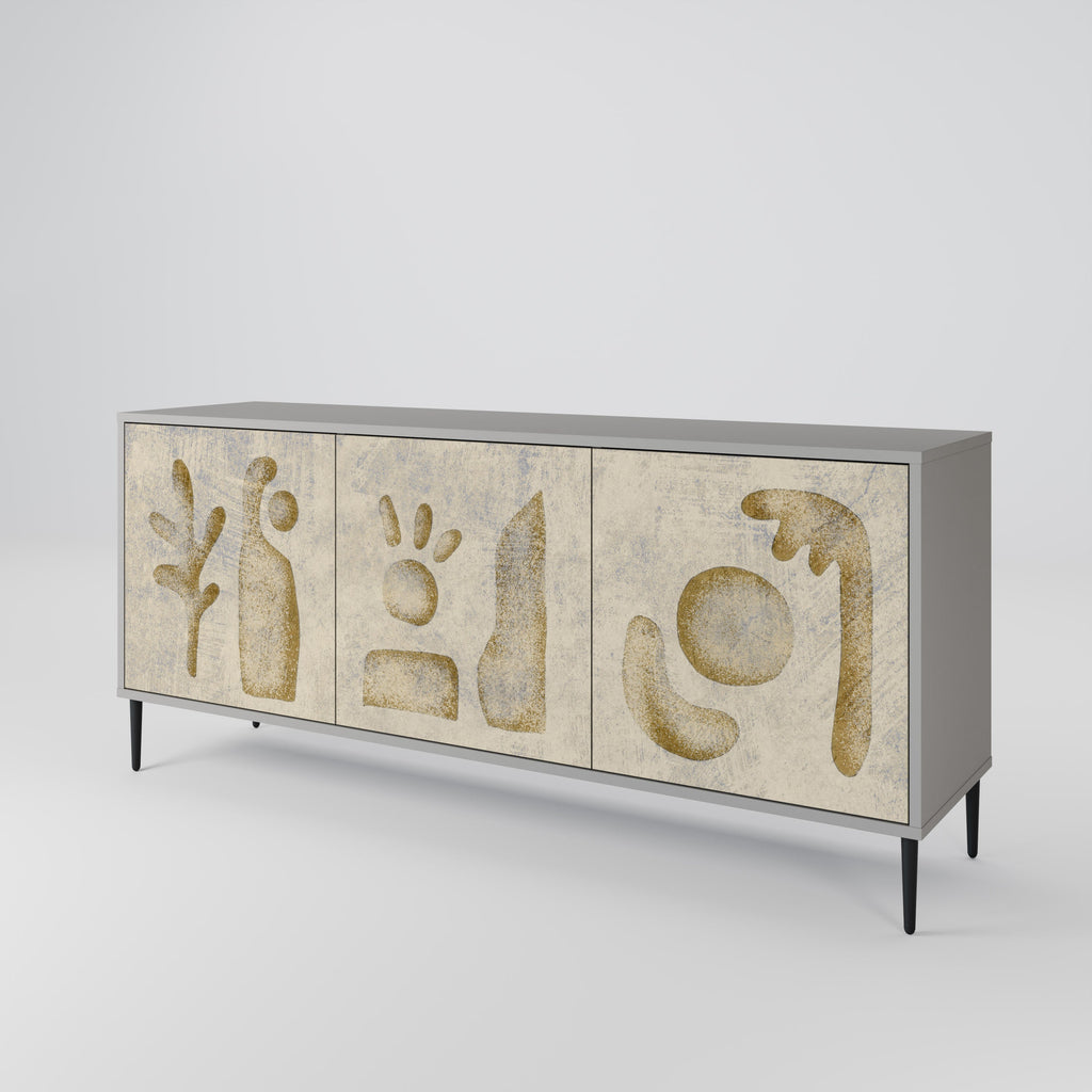 SAND SCULPTURES 3-Door Sideboard in Grey Finish
