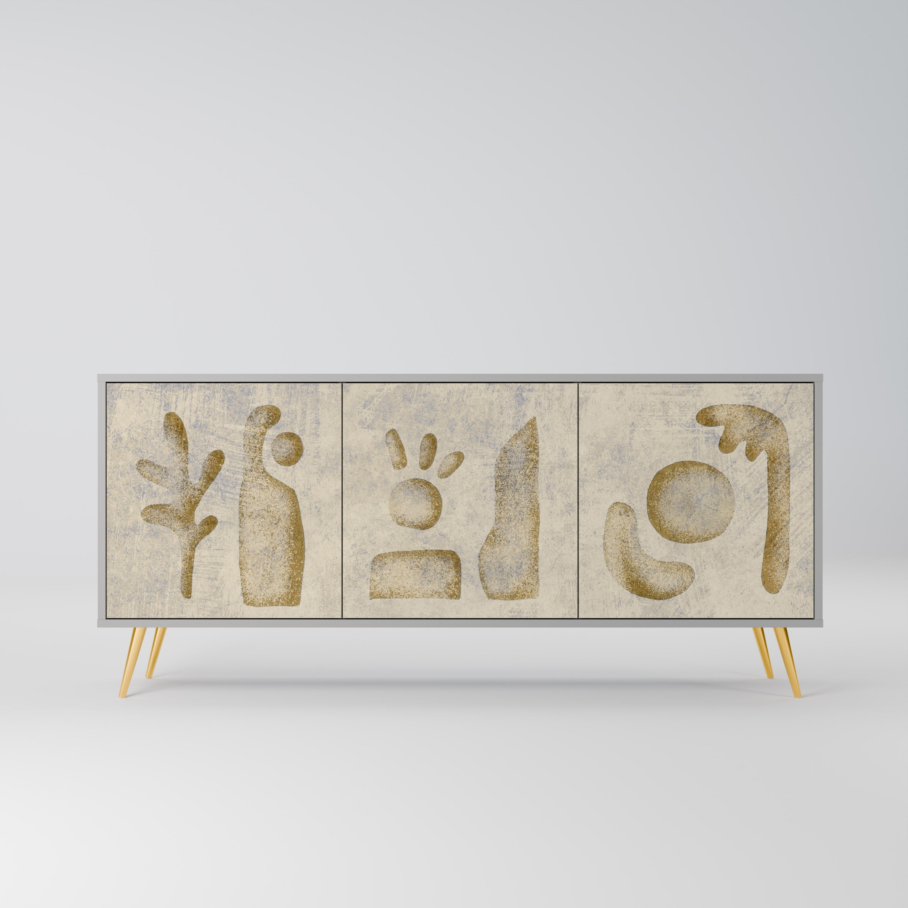 SAND SCULPTURES 3-Door Sideboard in Grey Finish
