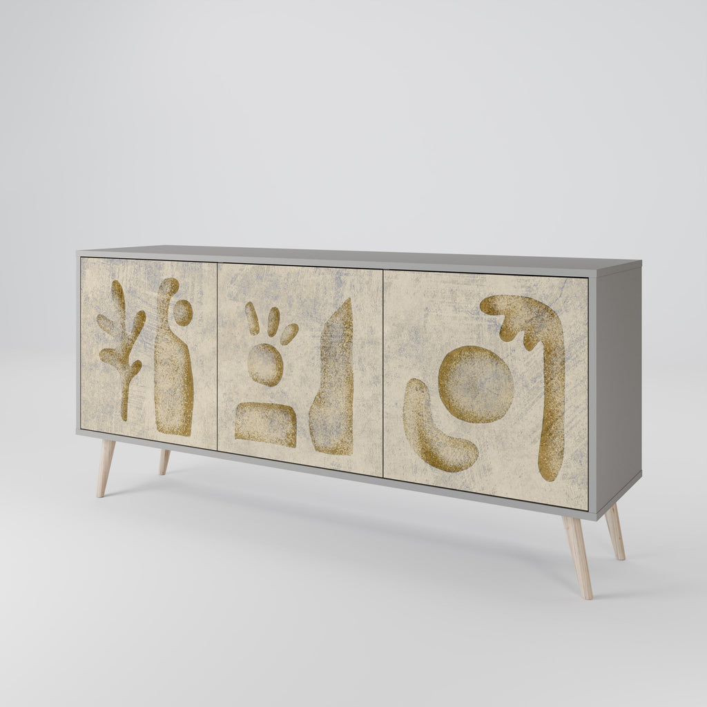 SAND SCULPTURES 3-Door Sideboard in Grey Finish