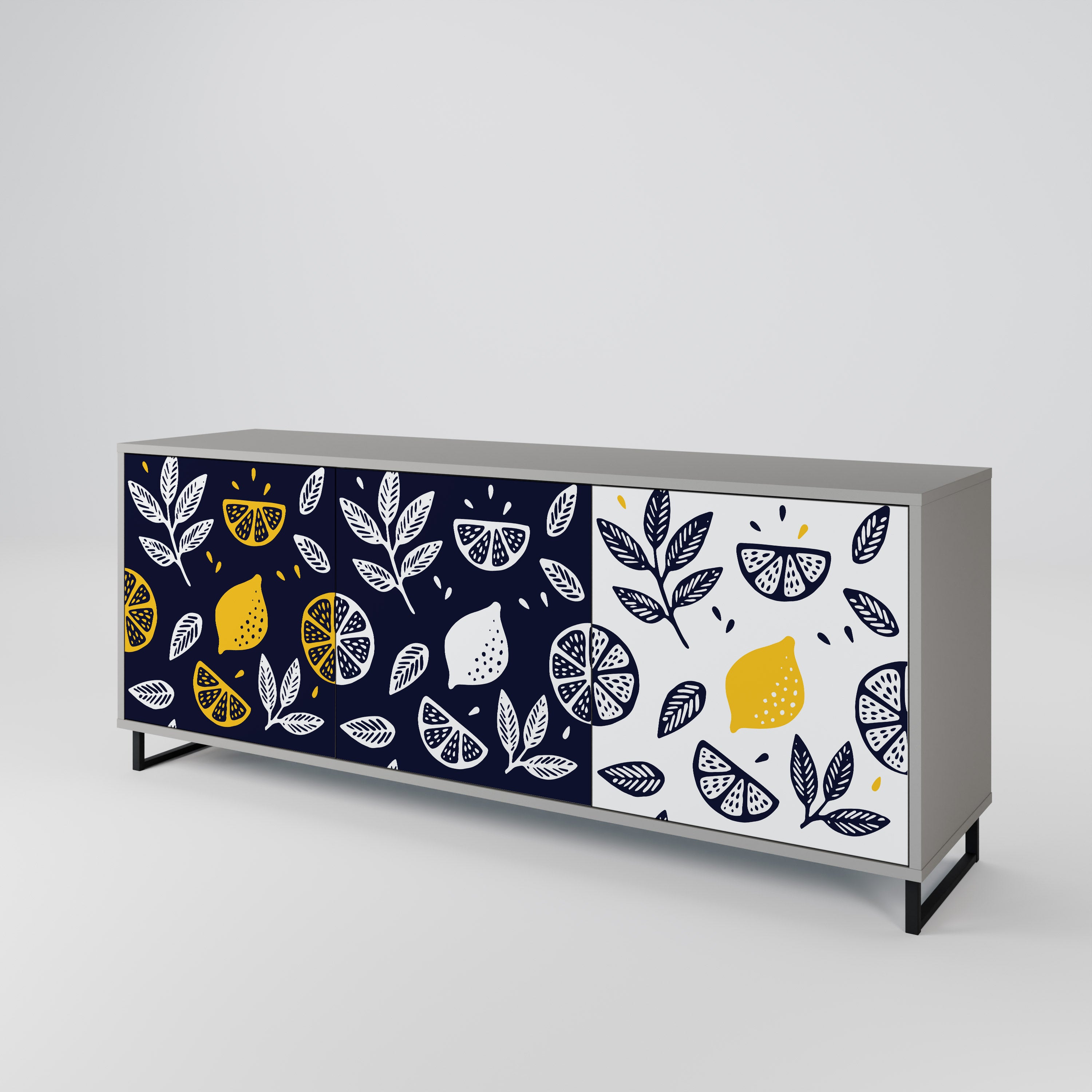 CITRUS BLACK AND WHITE 3-Door Sideboard