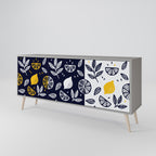 CITRUS BLACK AND WHITE 3-Door Sideboard in Grey Finish