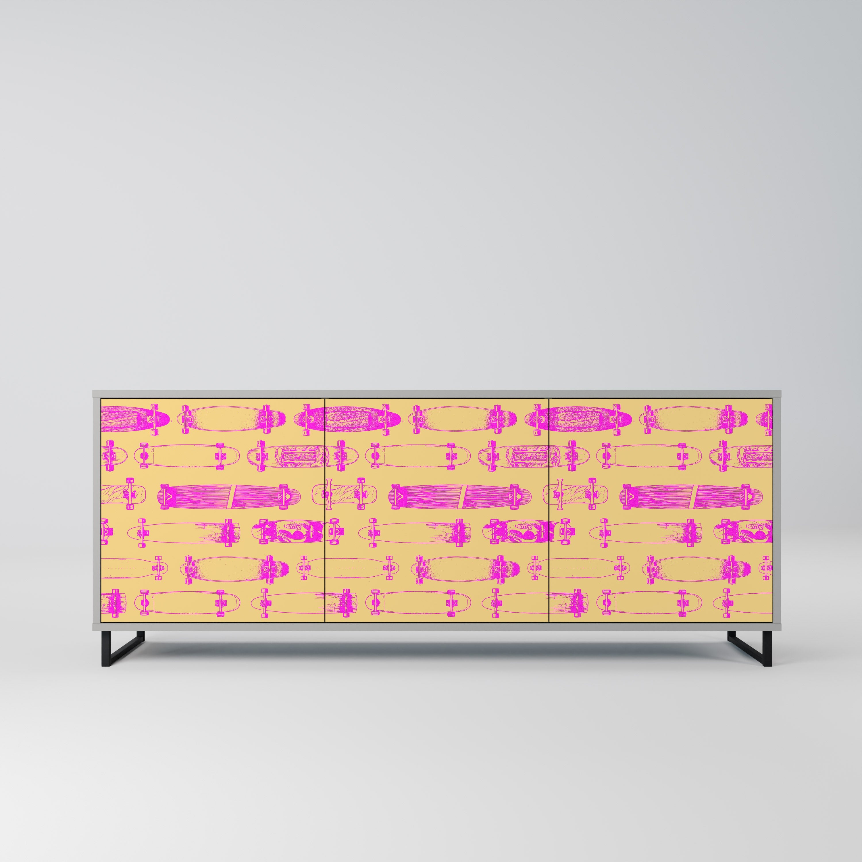 SKATEBOARD ARTISTRY 3-Door Sideboard in Grey Finish