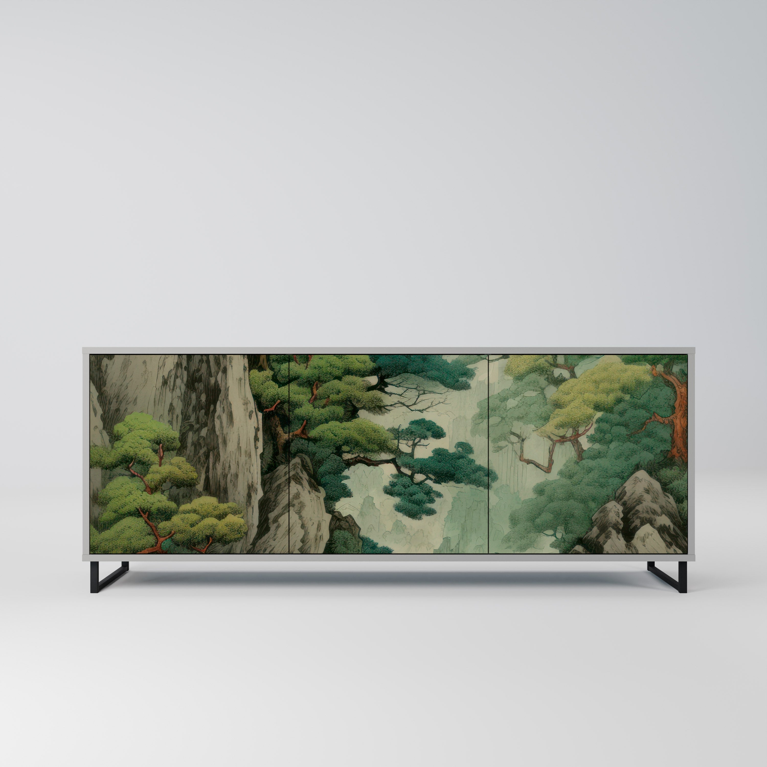 VERDURE ABYSS 3-Door Sideboard in Grey Finish