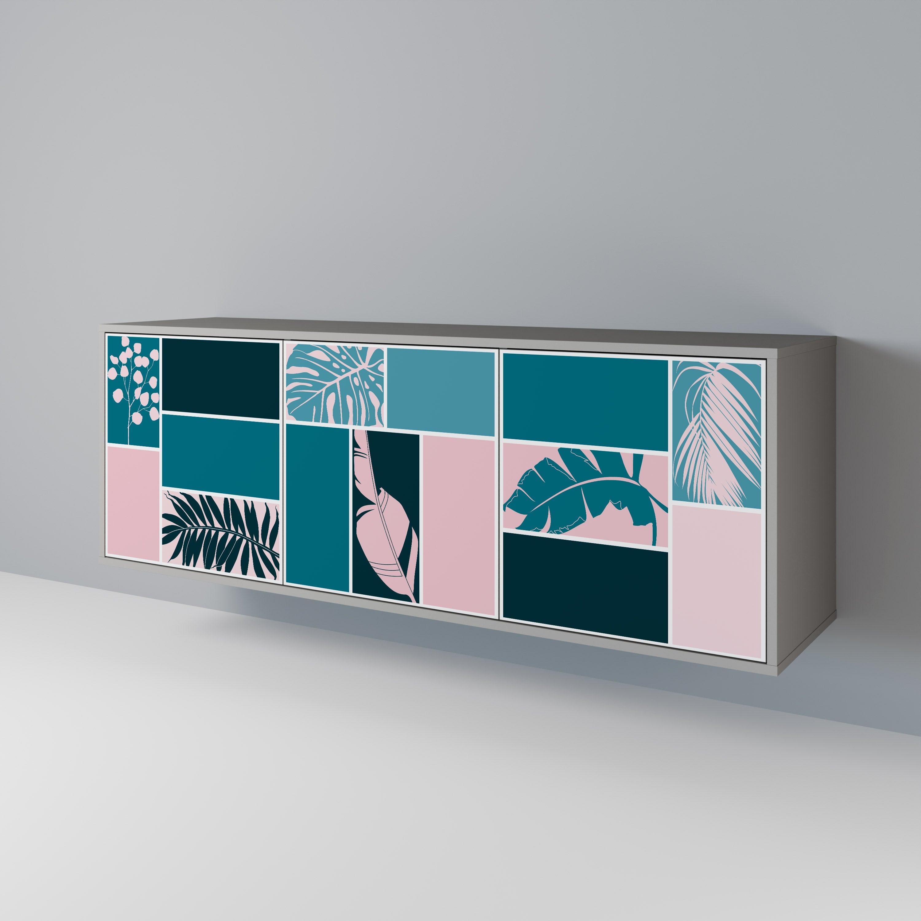 COMBINATION OF SHAPES 3-Door Sideboard in Grey Finish