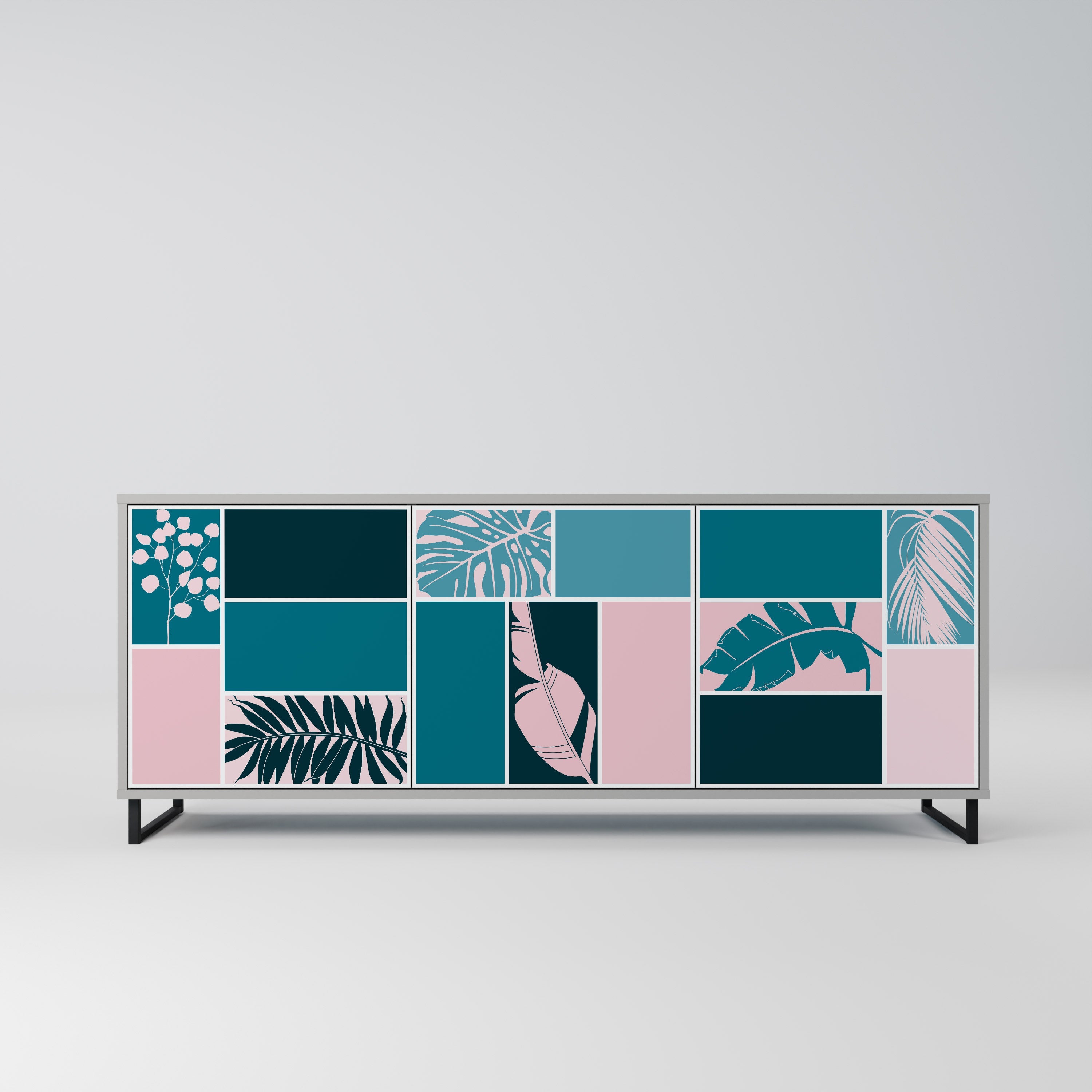 COMBINATION OF SHAPES 3-Door Sideboard in Grey Finish