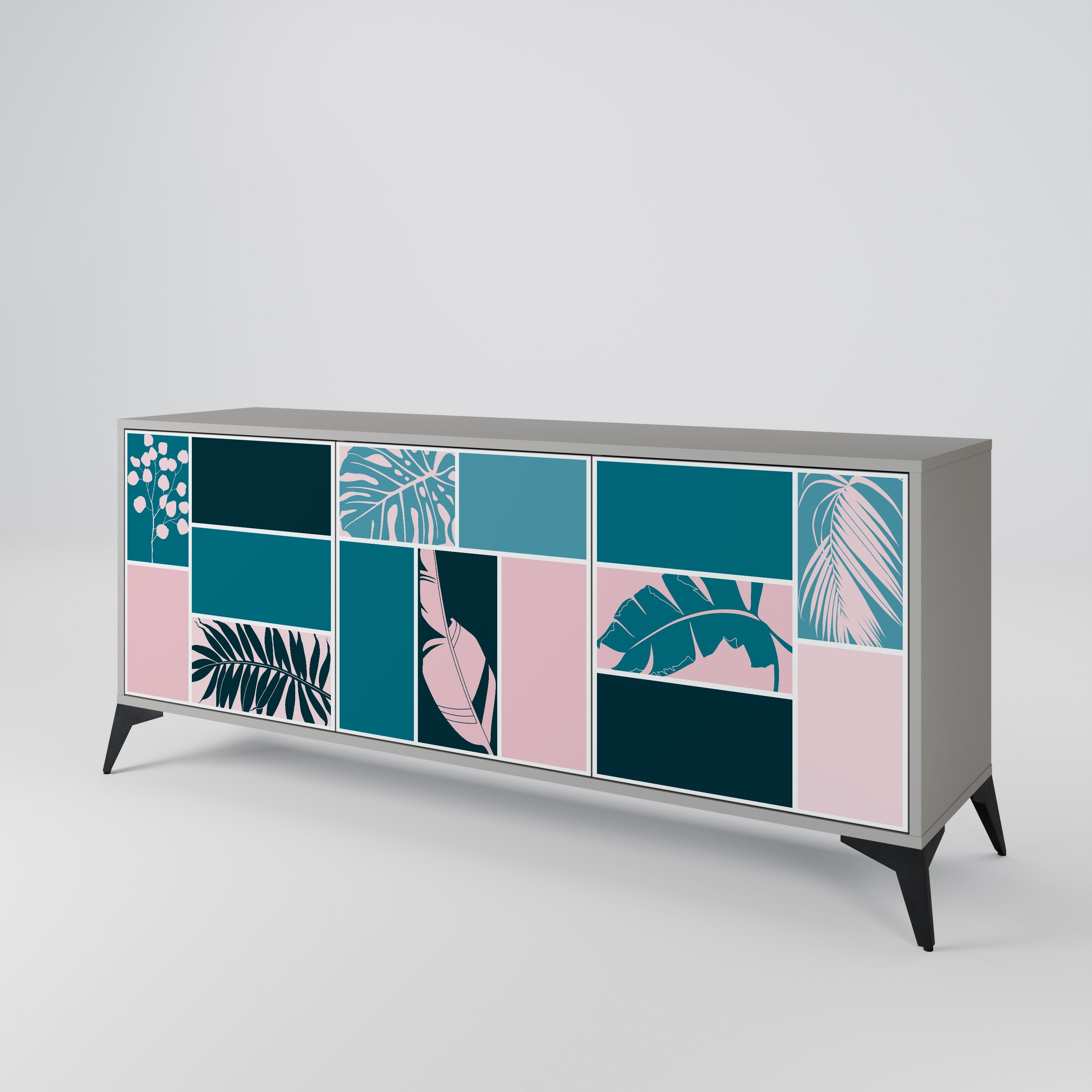 COMBINATION OF SHAPES 3-Door Sideboard in Grey Finish