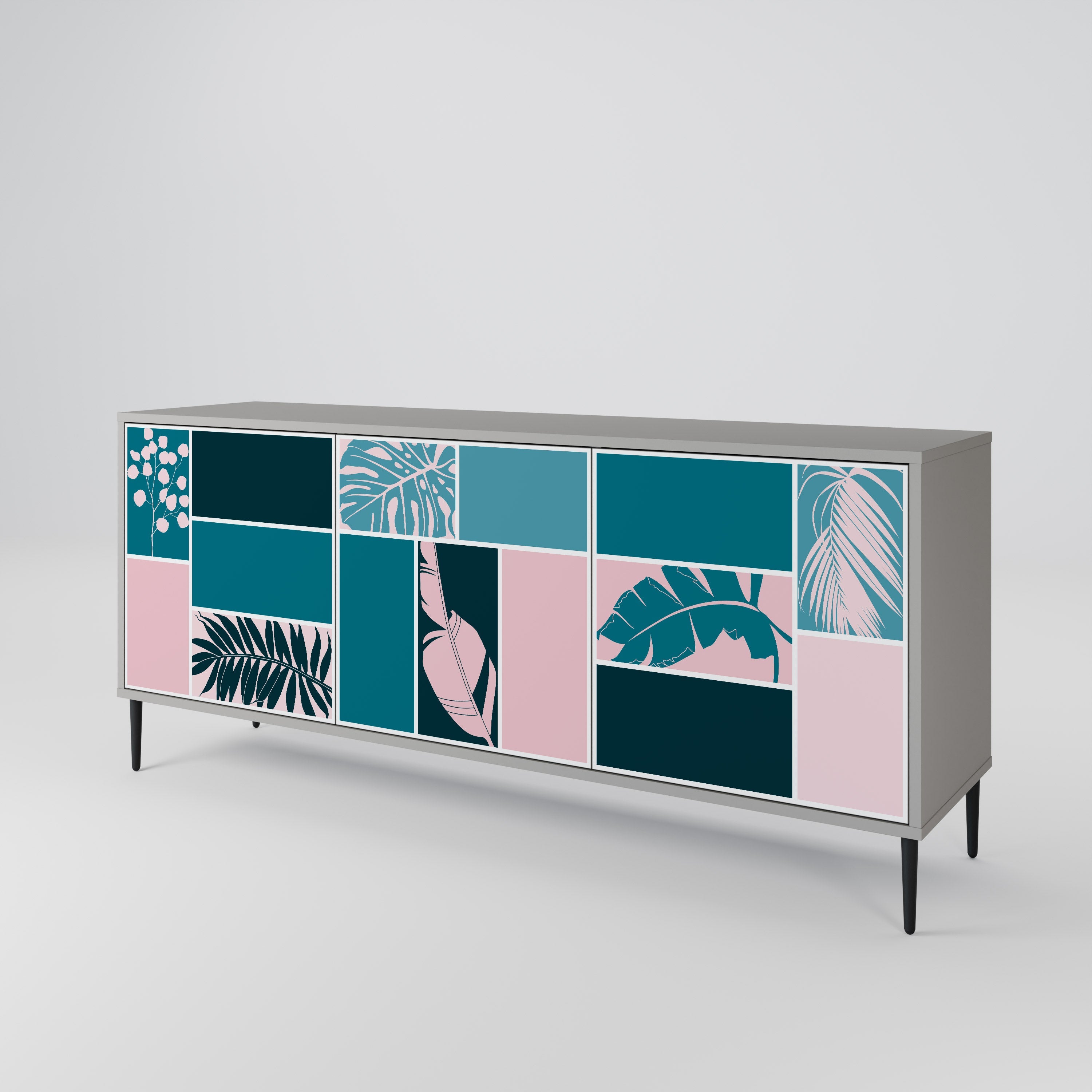COMBINATION OF SHAPES 3-Door Sideboard in Grey Finish