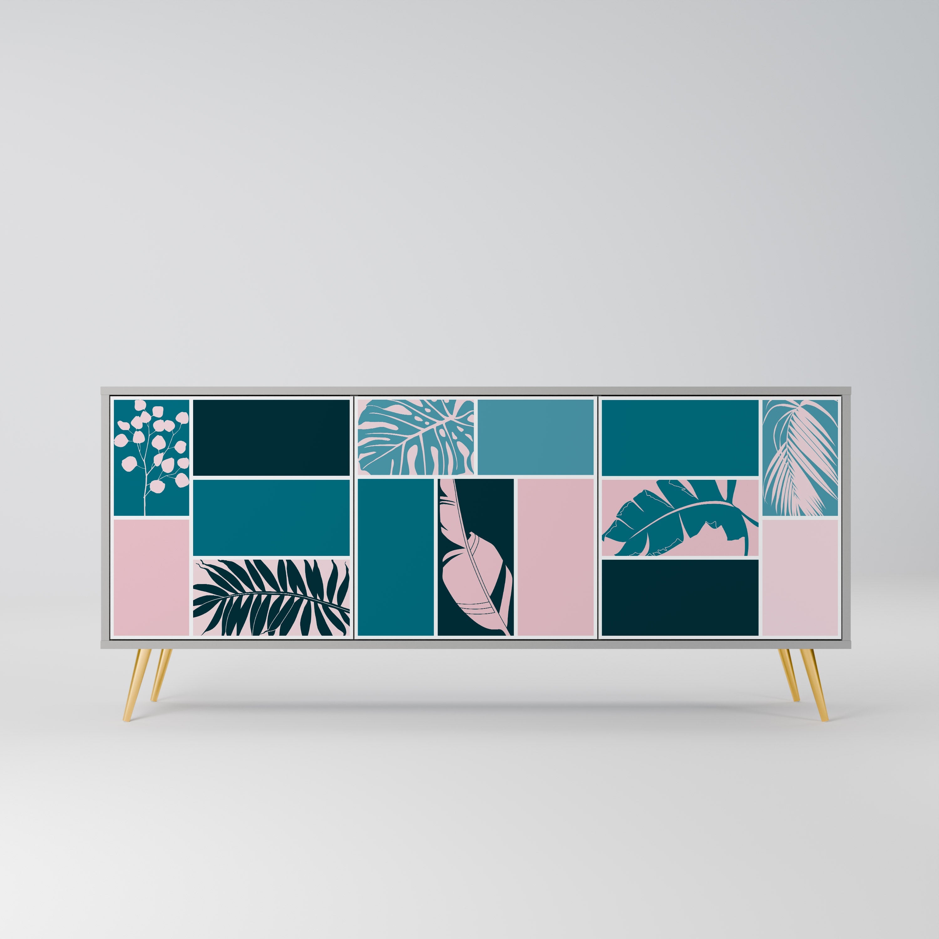 COMBINATION OF SHAPES 3-Door Sideboard in Grey Finish