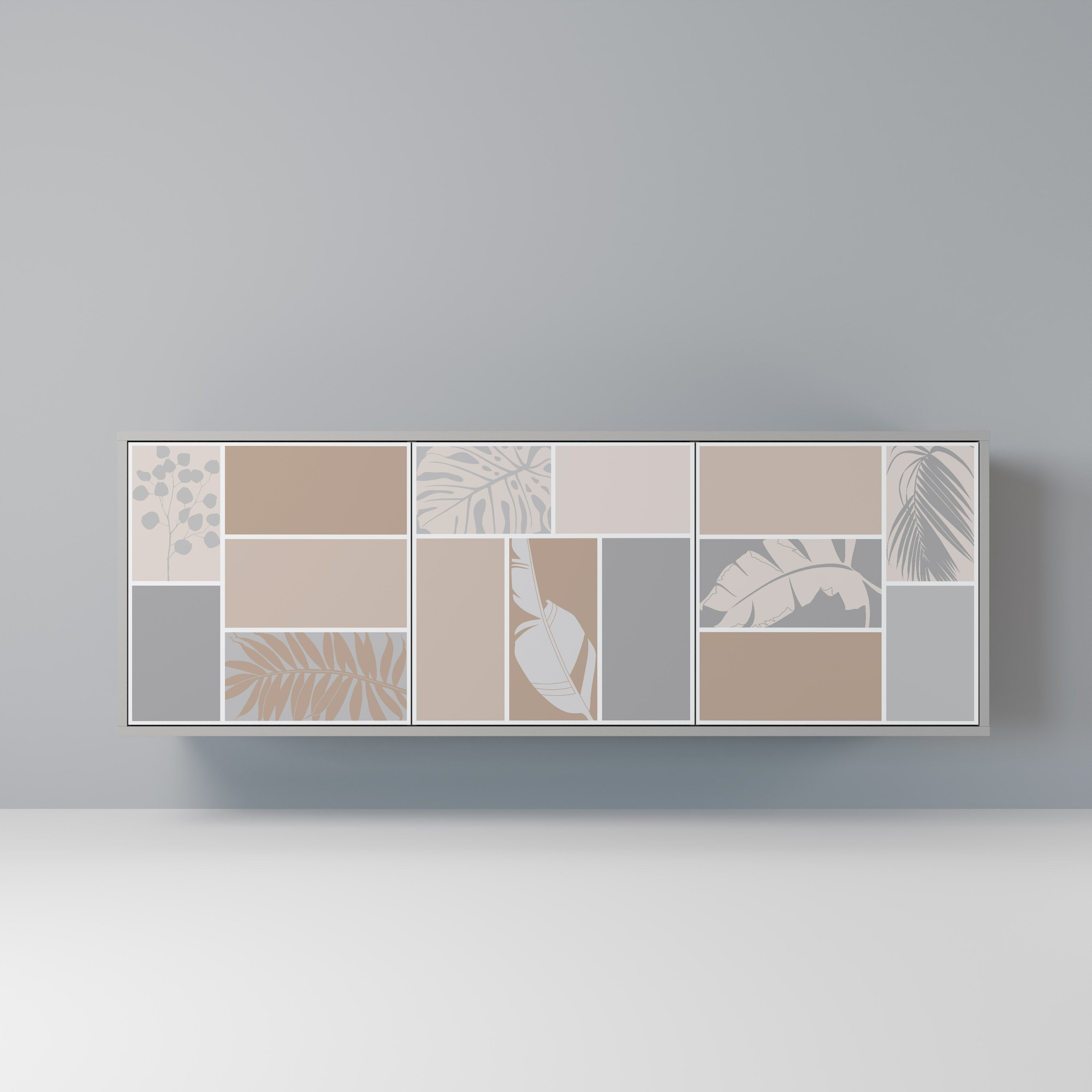 TROPICAL SHAPES 3-Door Sideboard in Grey Finish