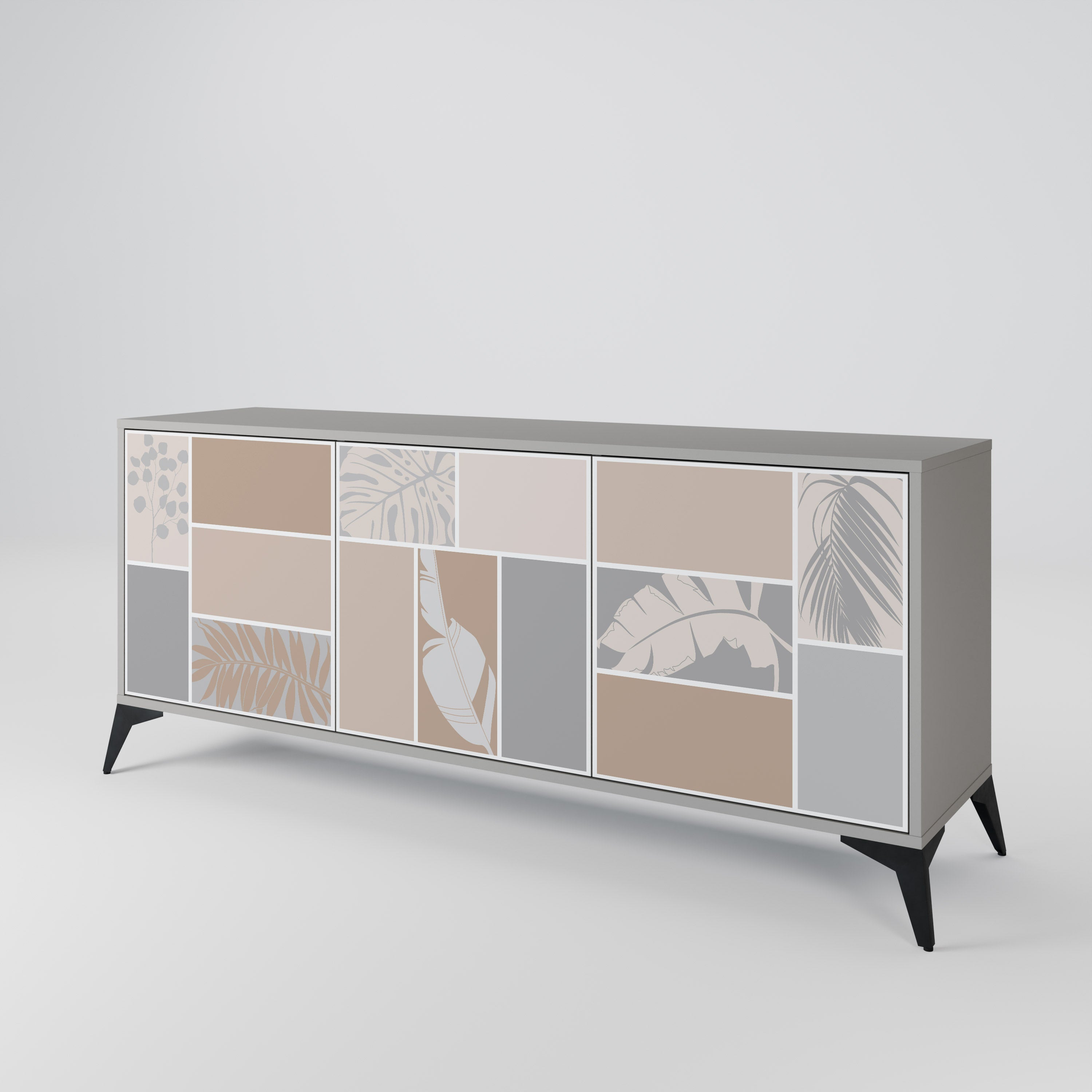 TROPICAL SHAPES 3-Door Sideboard in Grey Finish