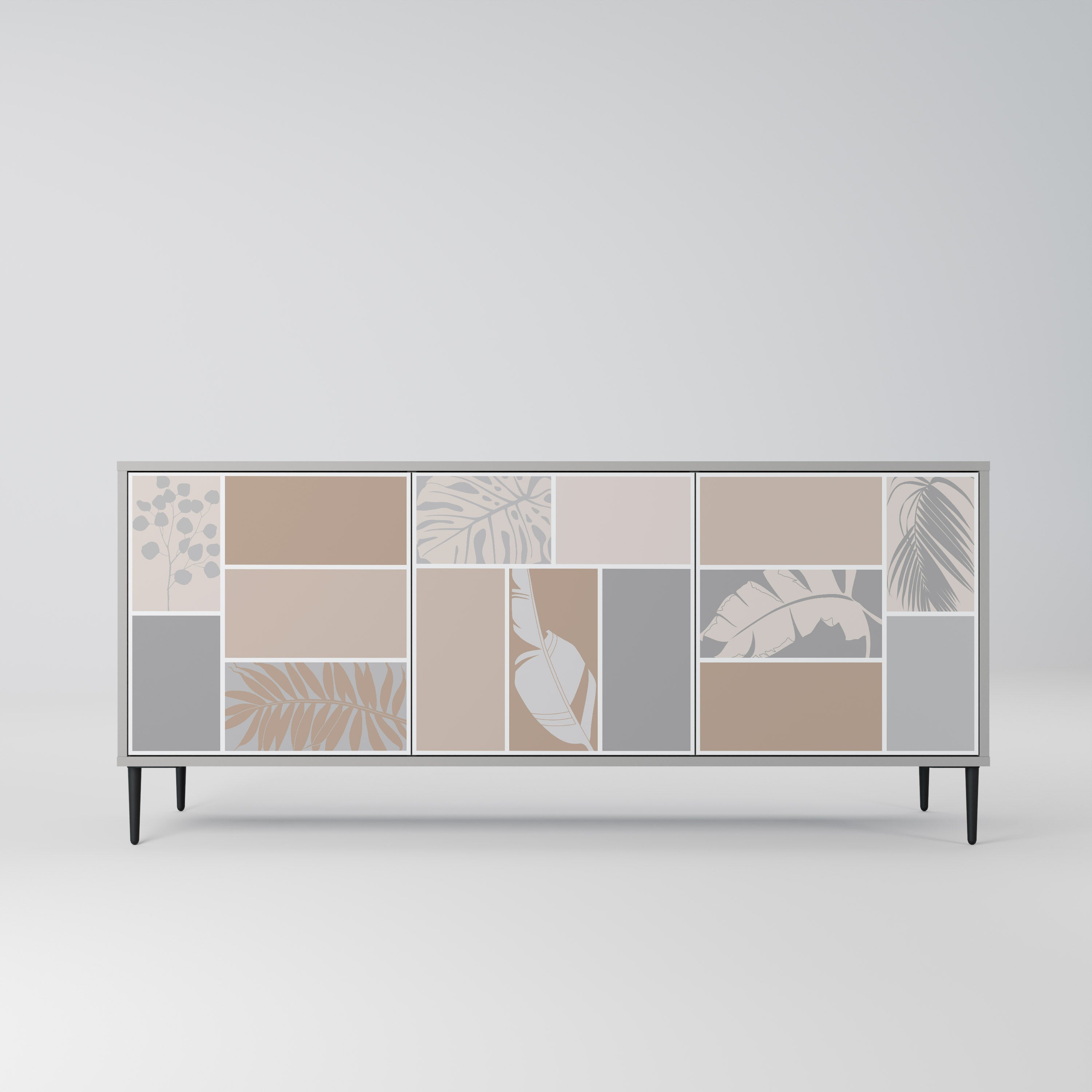 TROPICAL SHAPES 3-Door Sideboard in Grey Finish