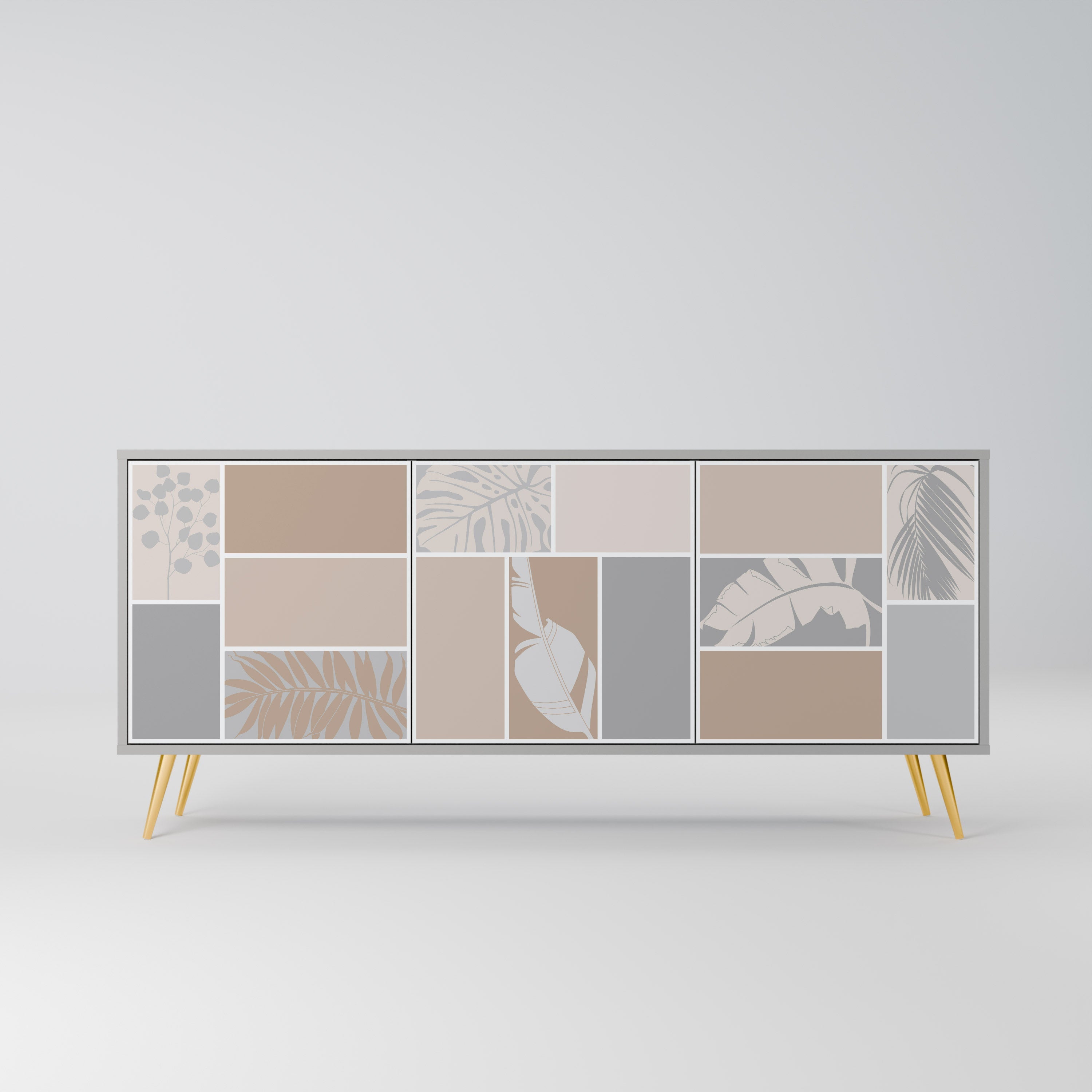 TROPICAL SHAPES 3-Door Sideboard in Grey Finish