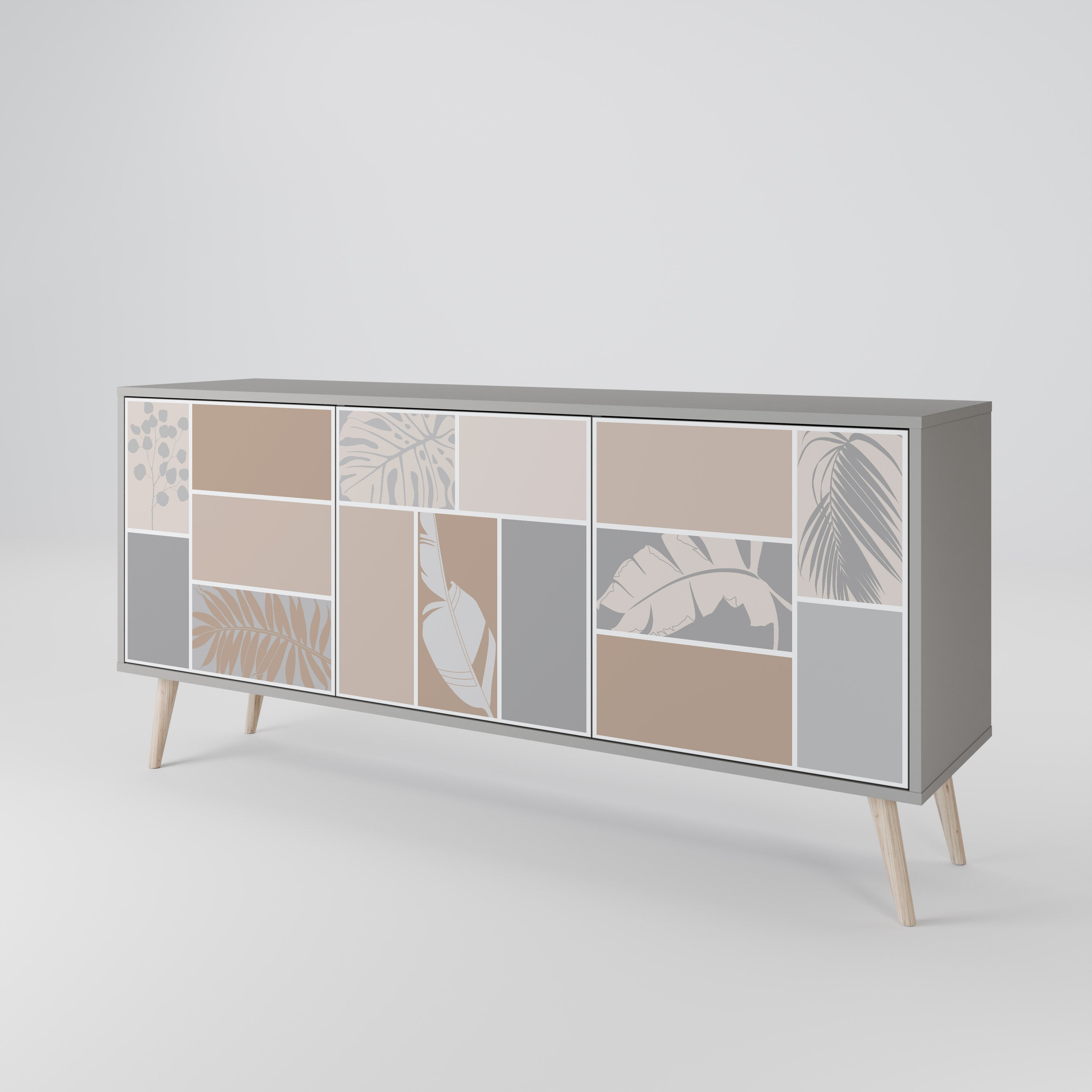 TROPICAL SHAPES 3-Door Sideboard in Grey Finish