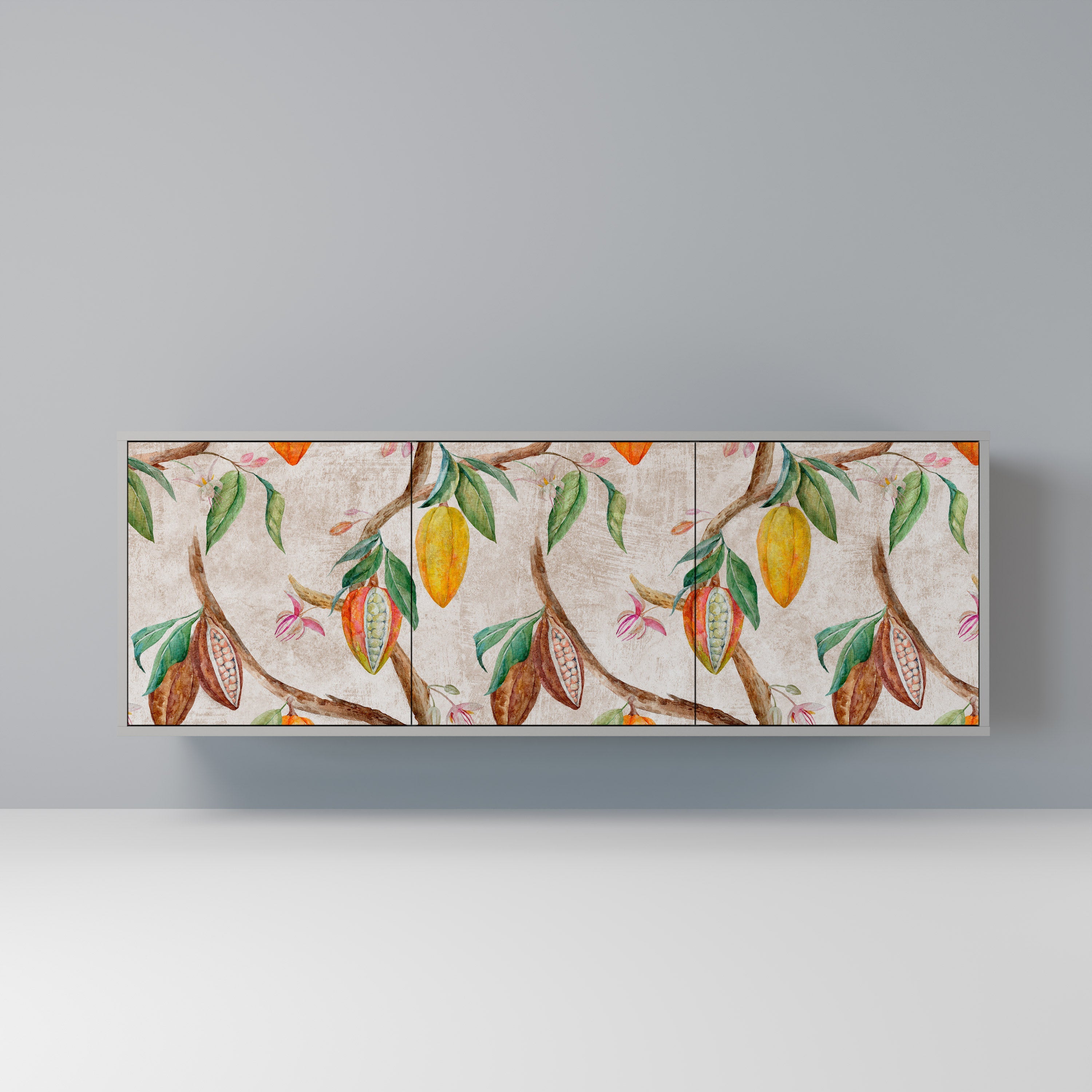 COCOA FRUITS 3-Door Sideboard in Grey Finish