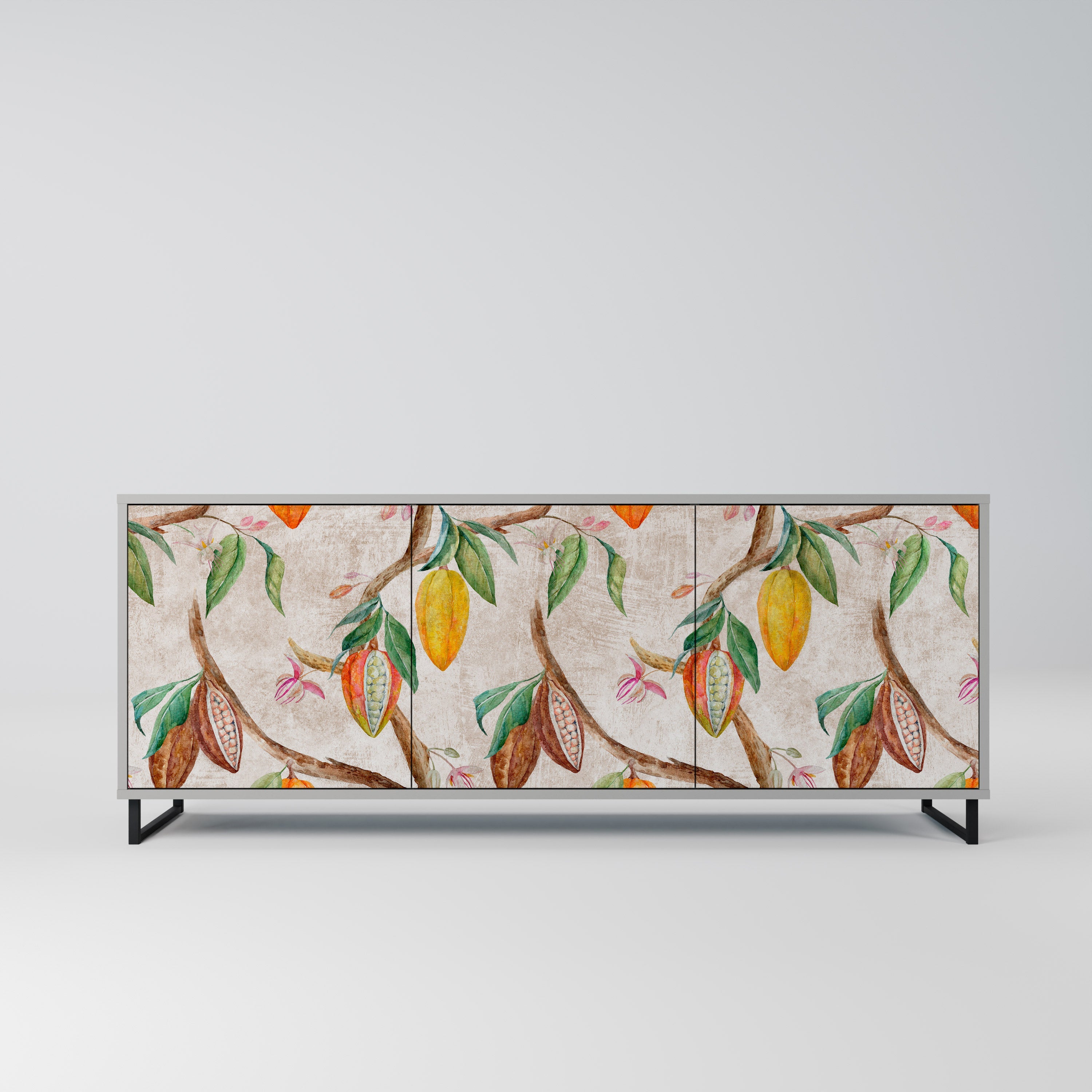 COCOA FRUITS 3-Door Sideboard in Grey Finish