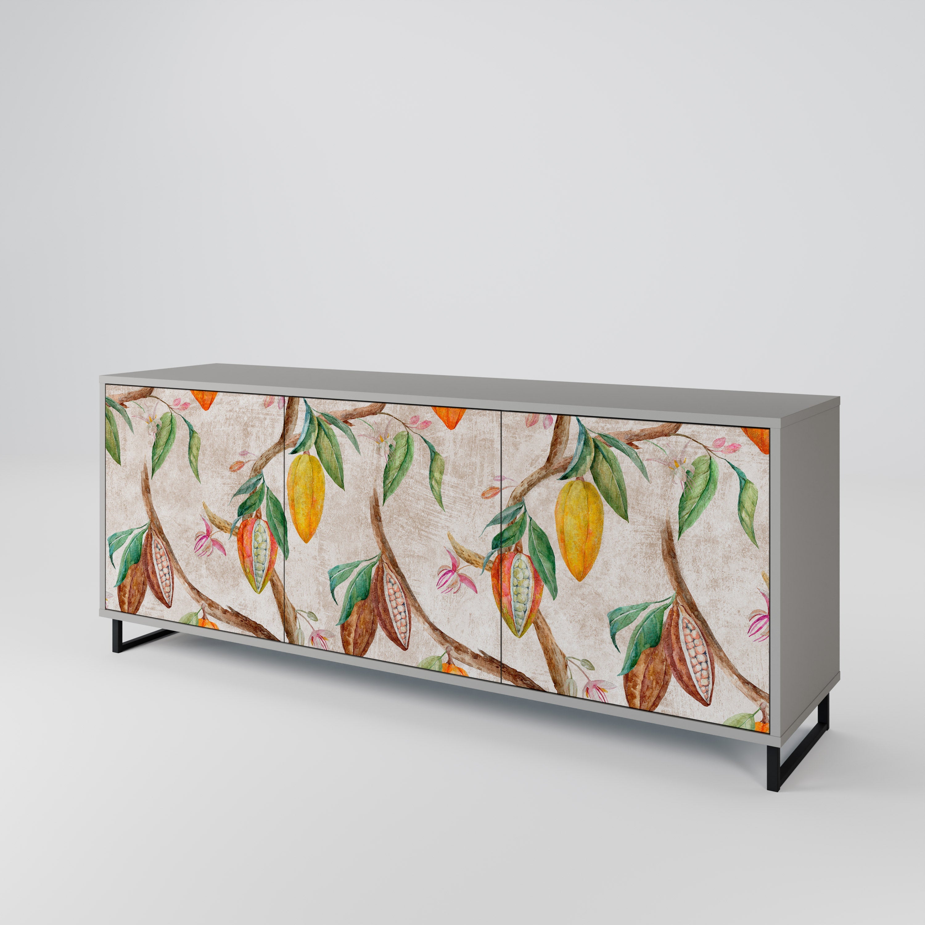 COCOA FRUITS 3-Door Sideboard in Grey Finish