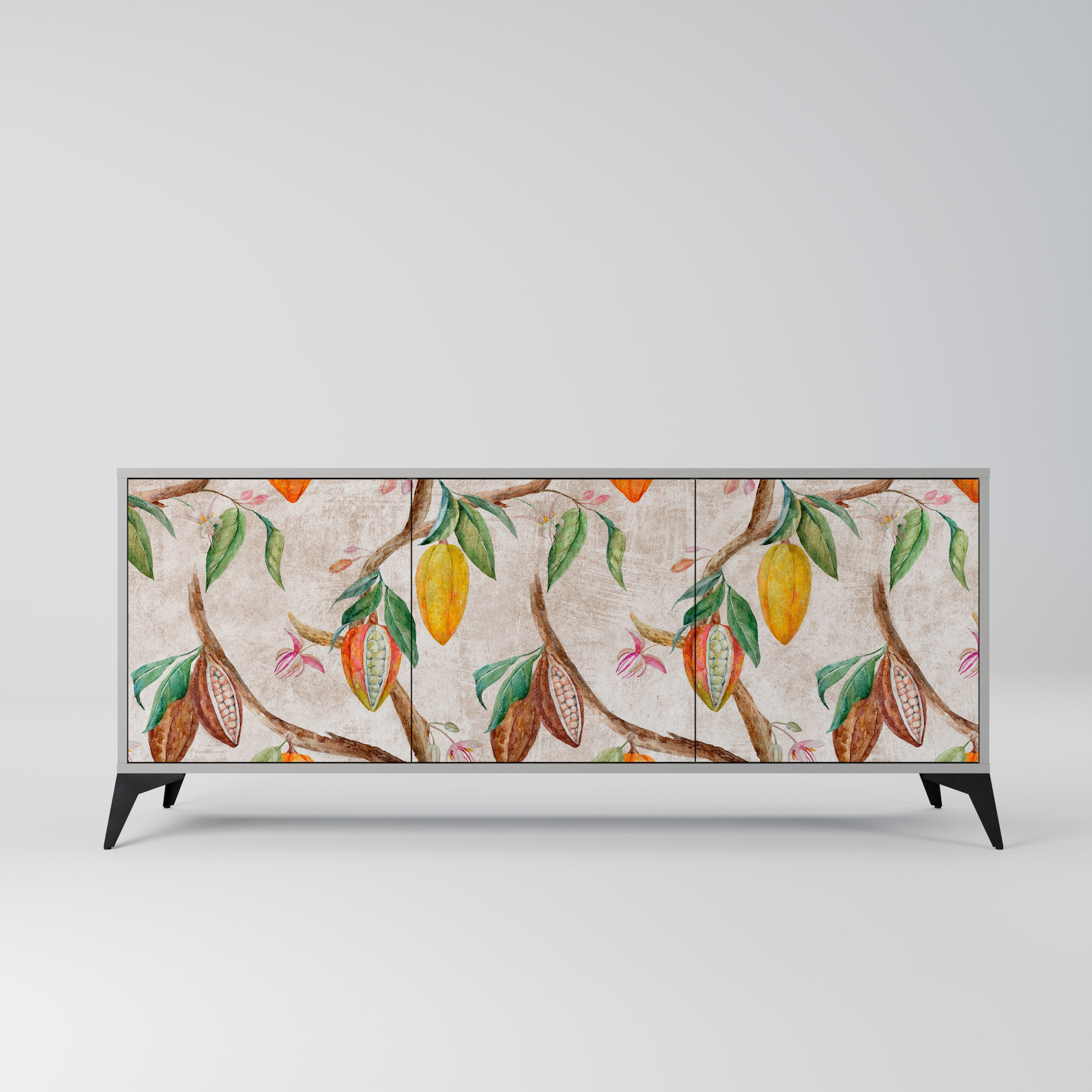 COCOA FRUITS 3-Door Sideboard in Grey Finish