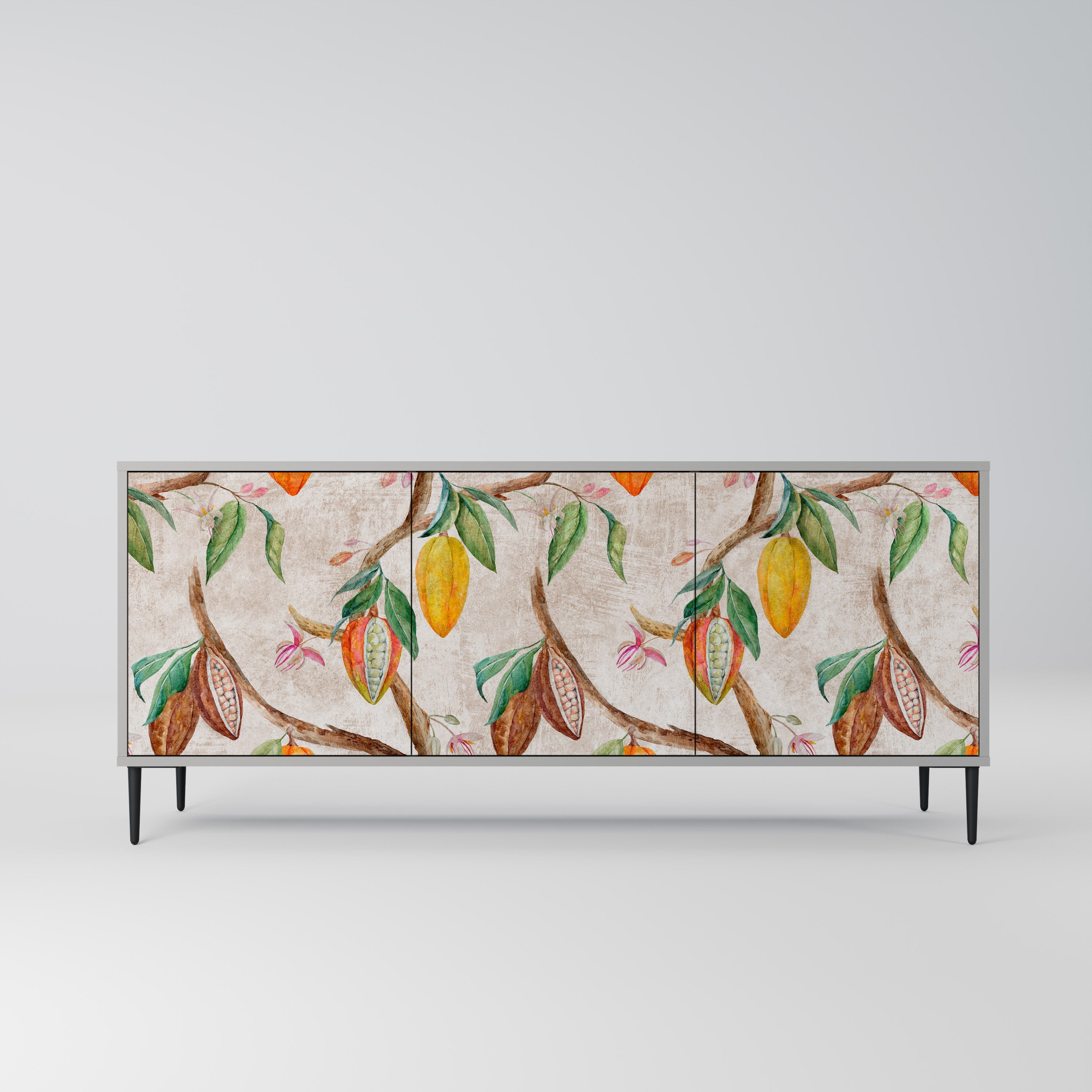 COCOA FRUITS 3-Door Sideboard in Grey Finish