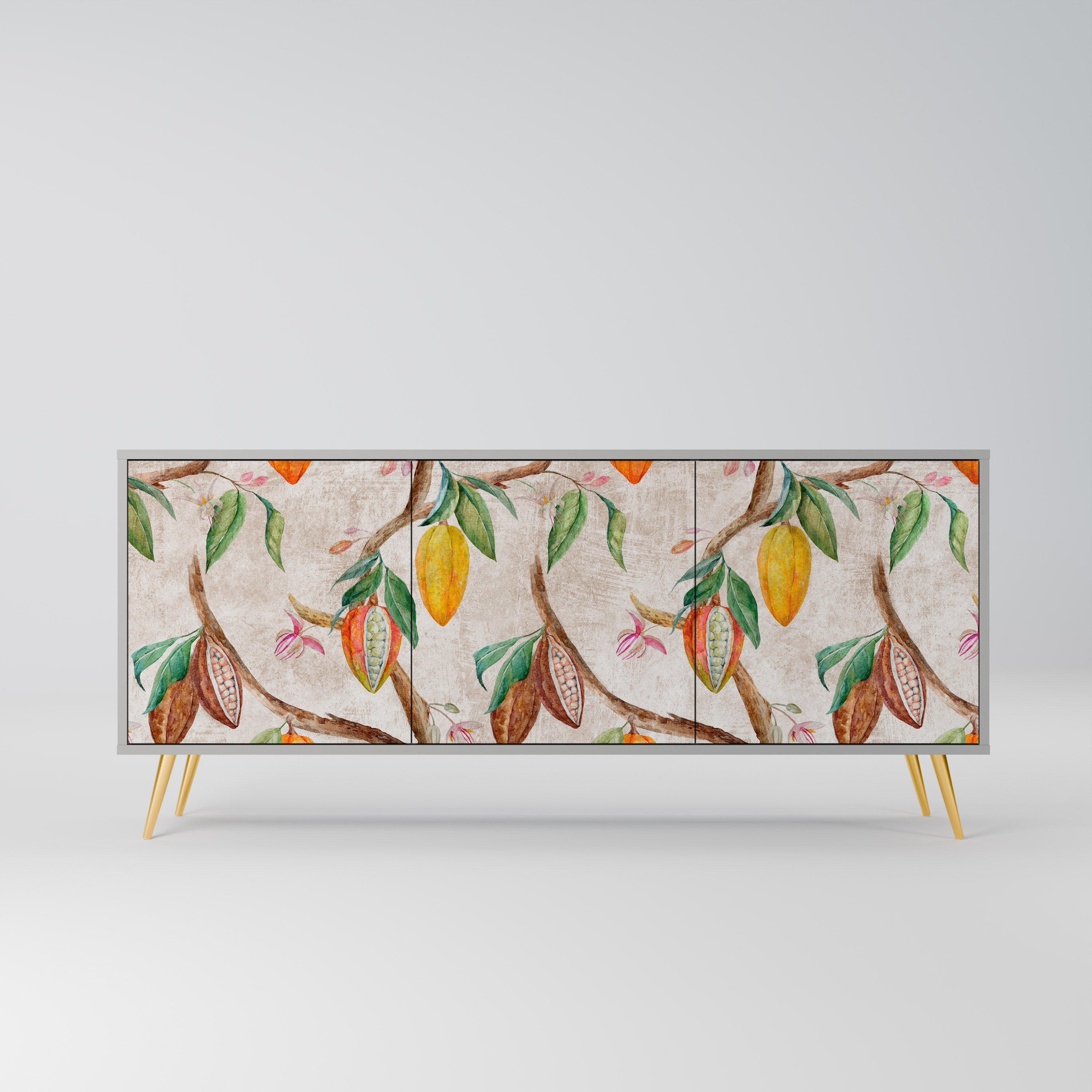 COCOA FRUITS 3-Door Sideboard in Grey Finish