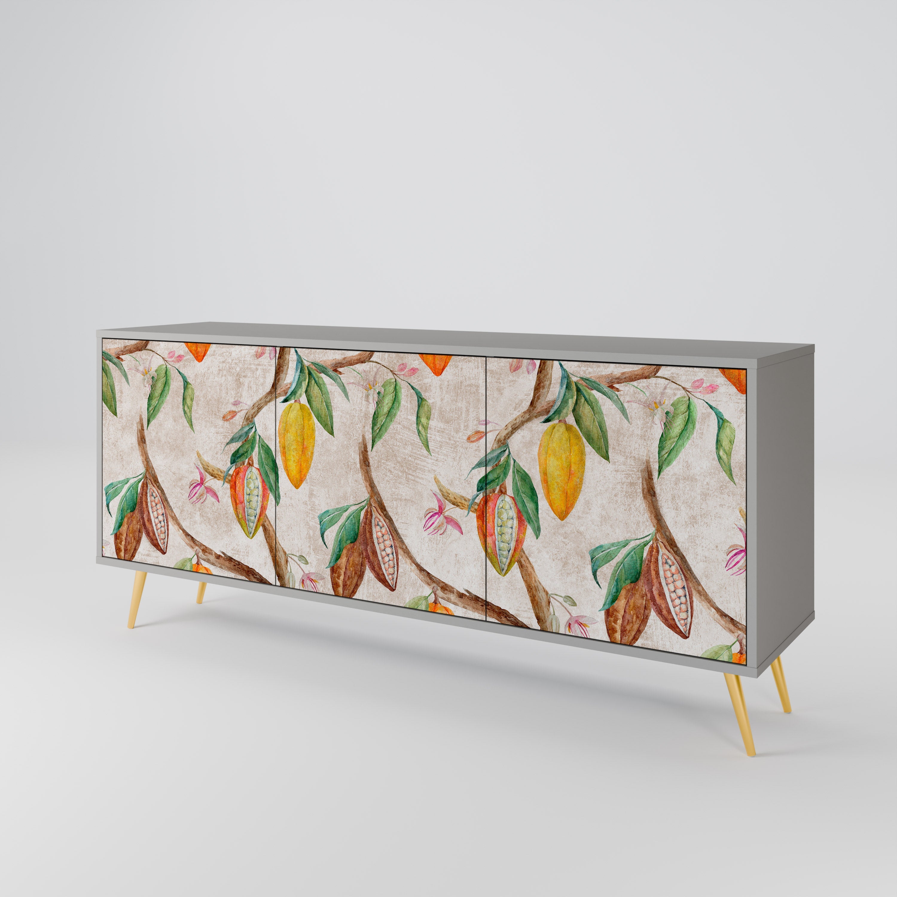 COCOA FRUITS 3-Door Sideboard in Grey Finish
