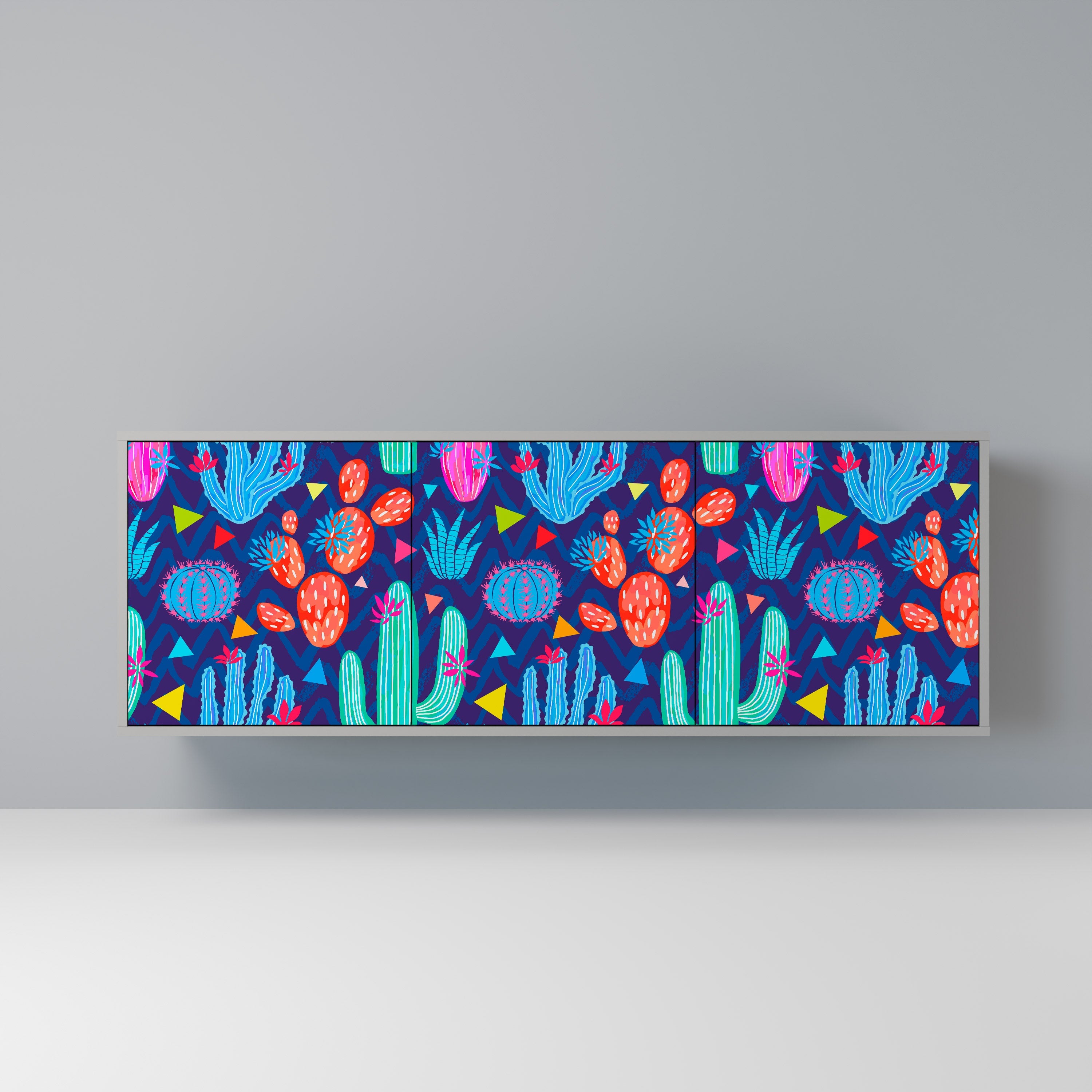 CACTUS VIBES 3-Door Sideboard in Grey Finish