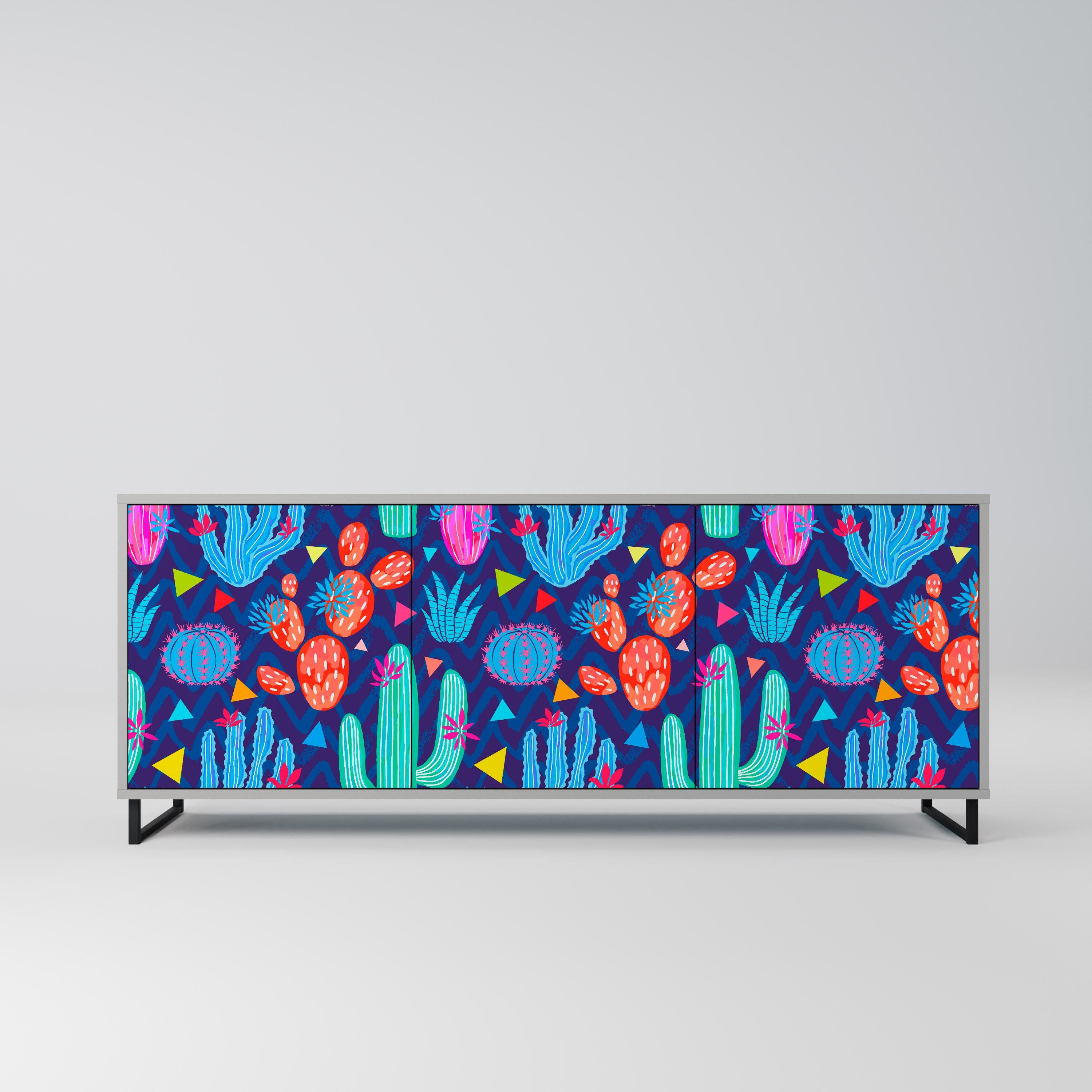 CACTUS VIBES 3-Door Sideboard in Grey Finish