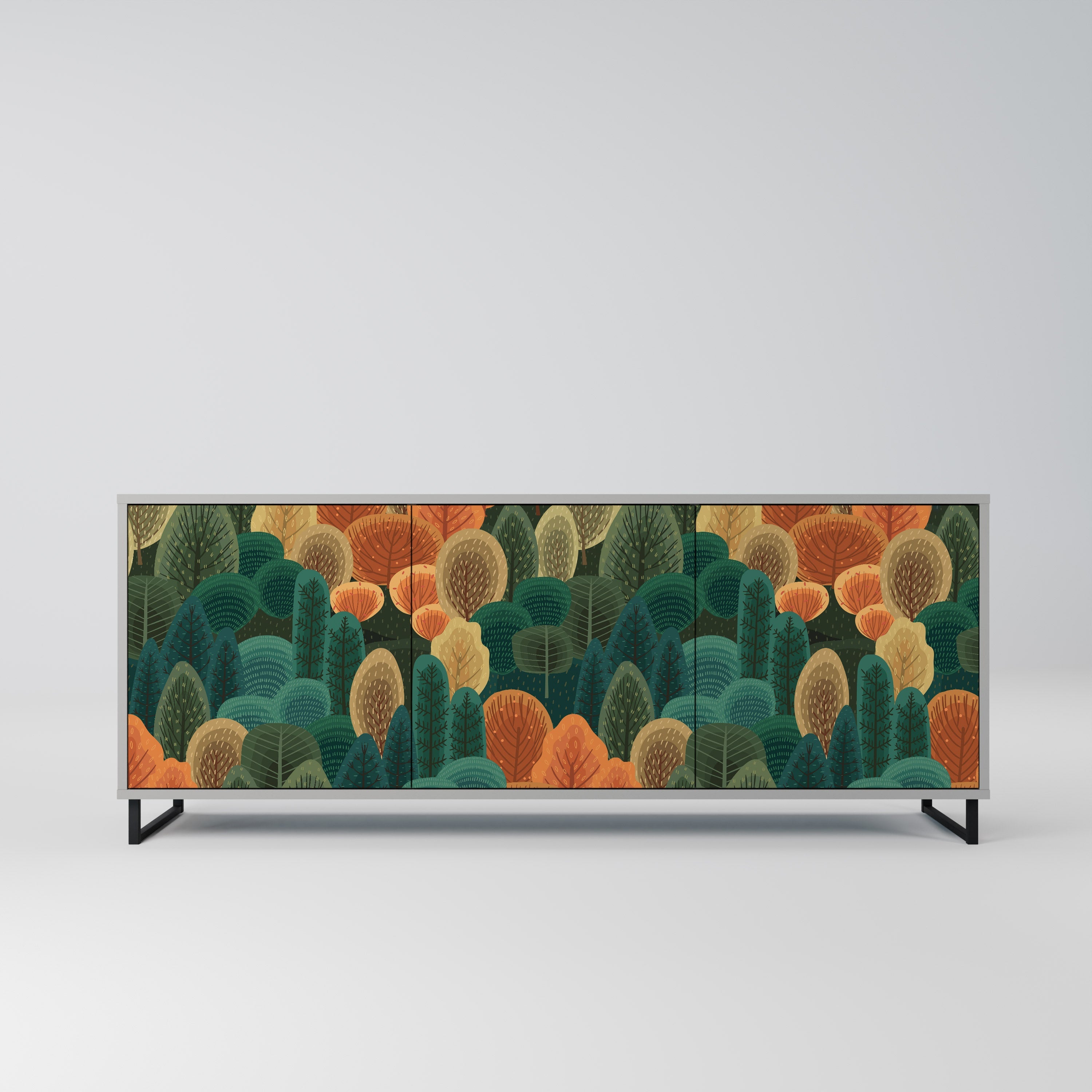 AUTUMN KALEIDOSCOPE 3-Door Sideboard in Grey Finish