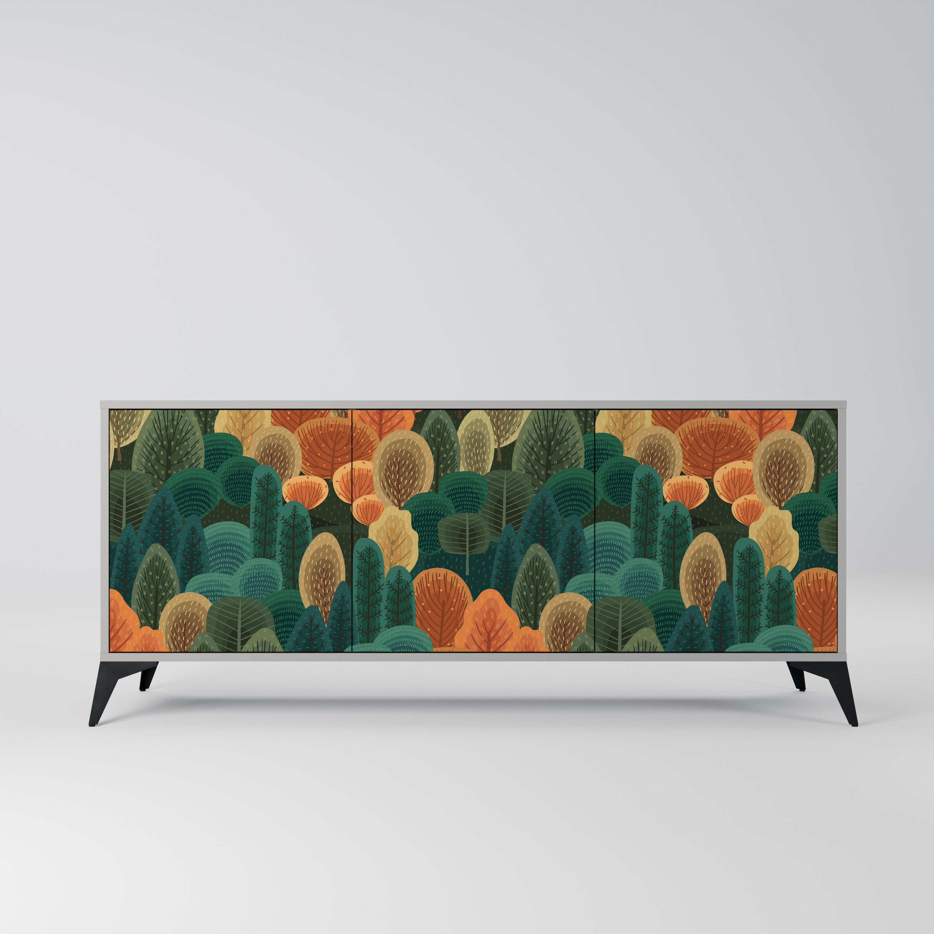 AUTUMN KALEIDOSCOPE 3-Door Sideboard in Grey Finish