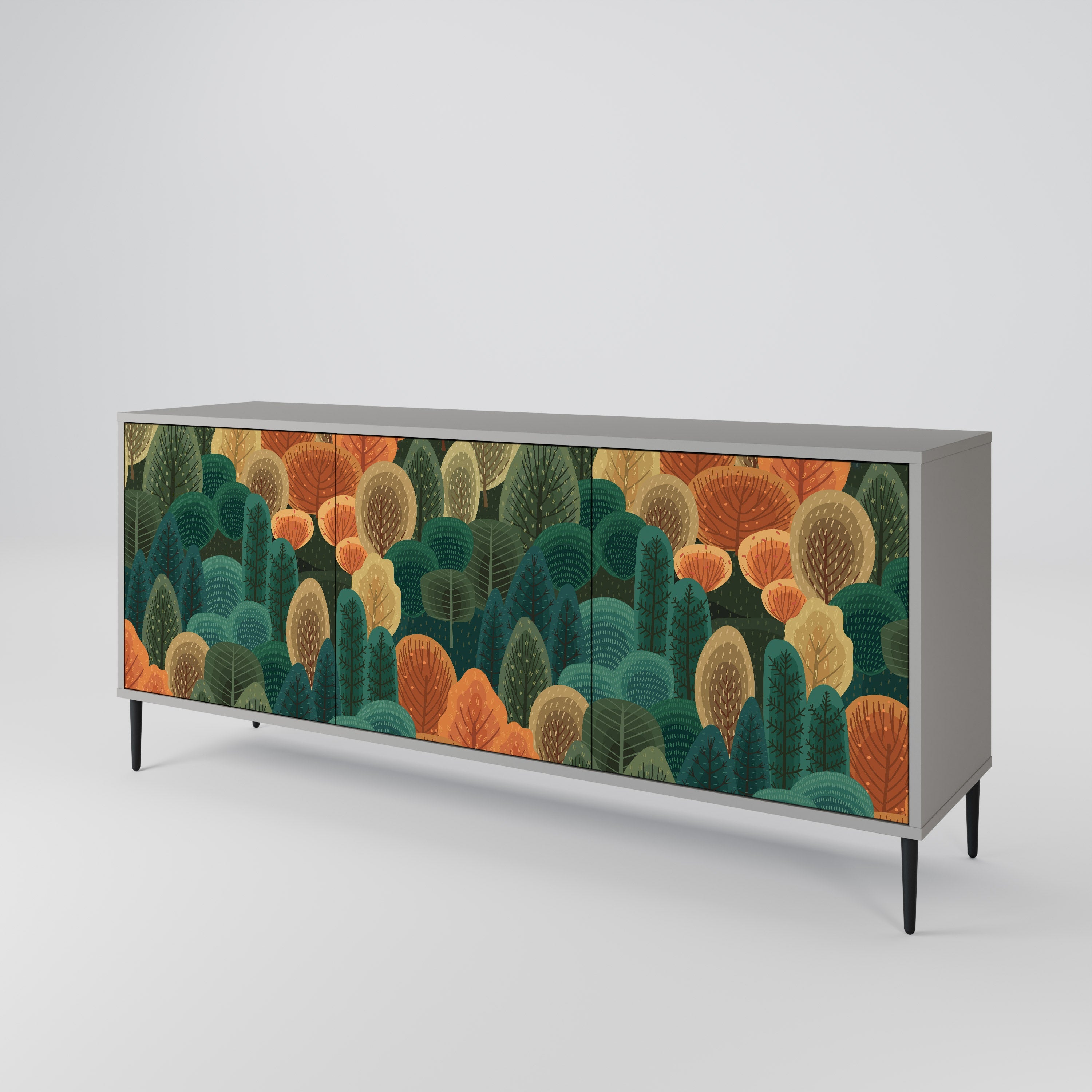 AUTUMN KALEIDOSCOPE 3-Door Sideboard in Grey Finish