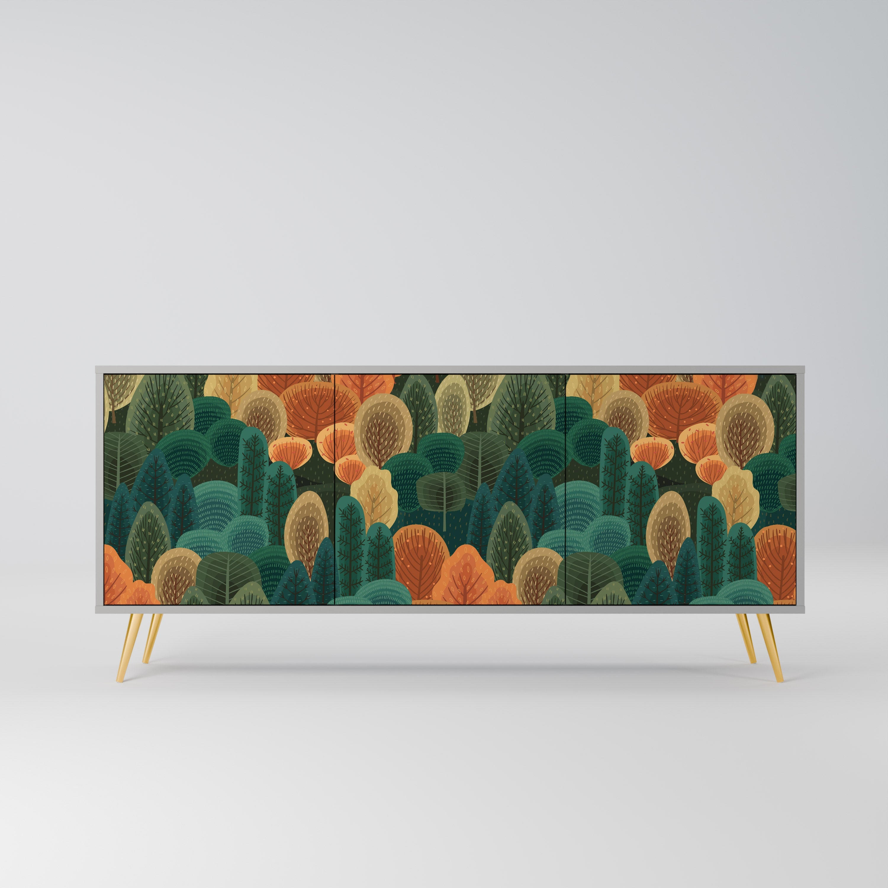 AUTUMN KALEIDOSCOPE 3-Door Sideboard in Grey Finish