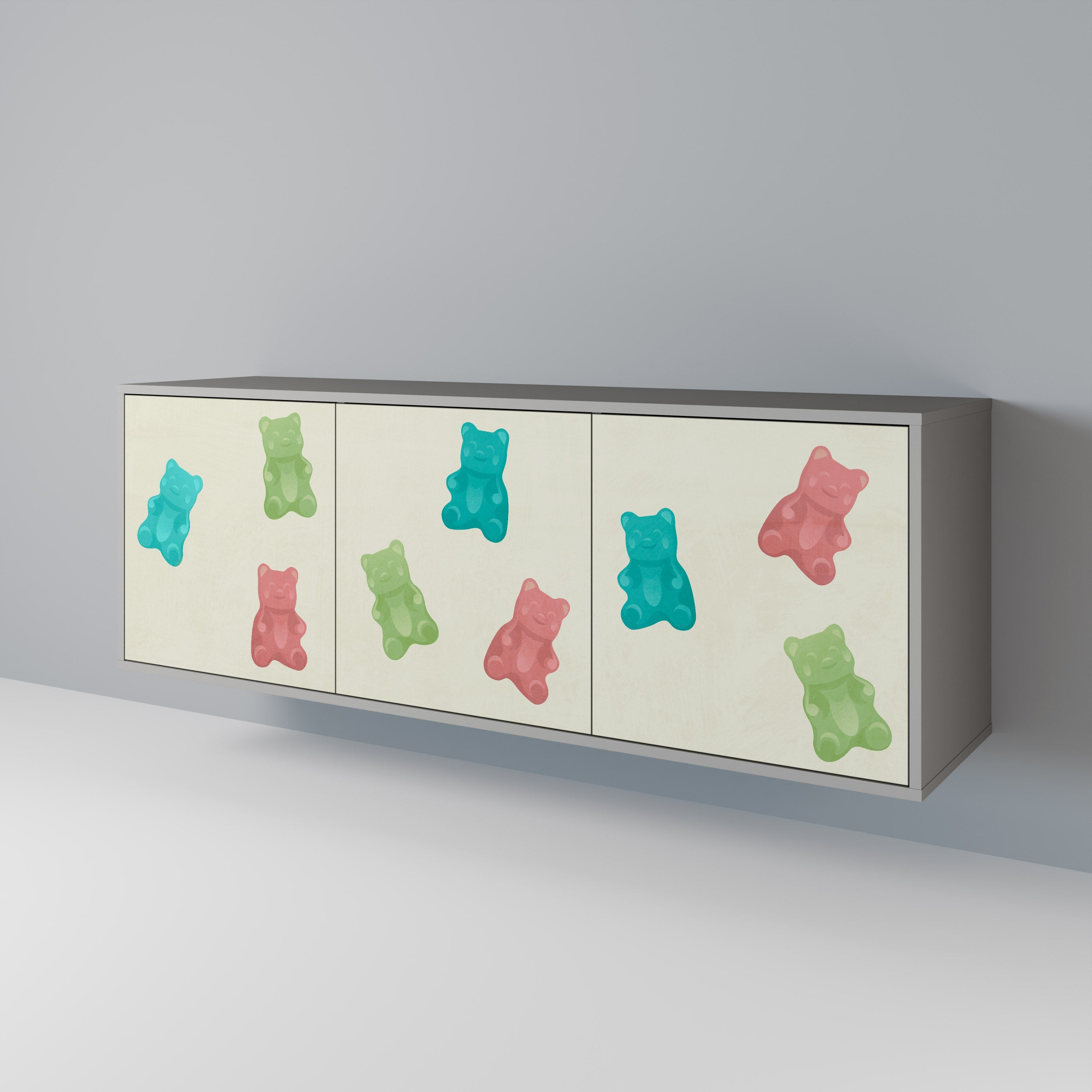 GUMMY BEARS 3-Door Sideboard in Grey Finish