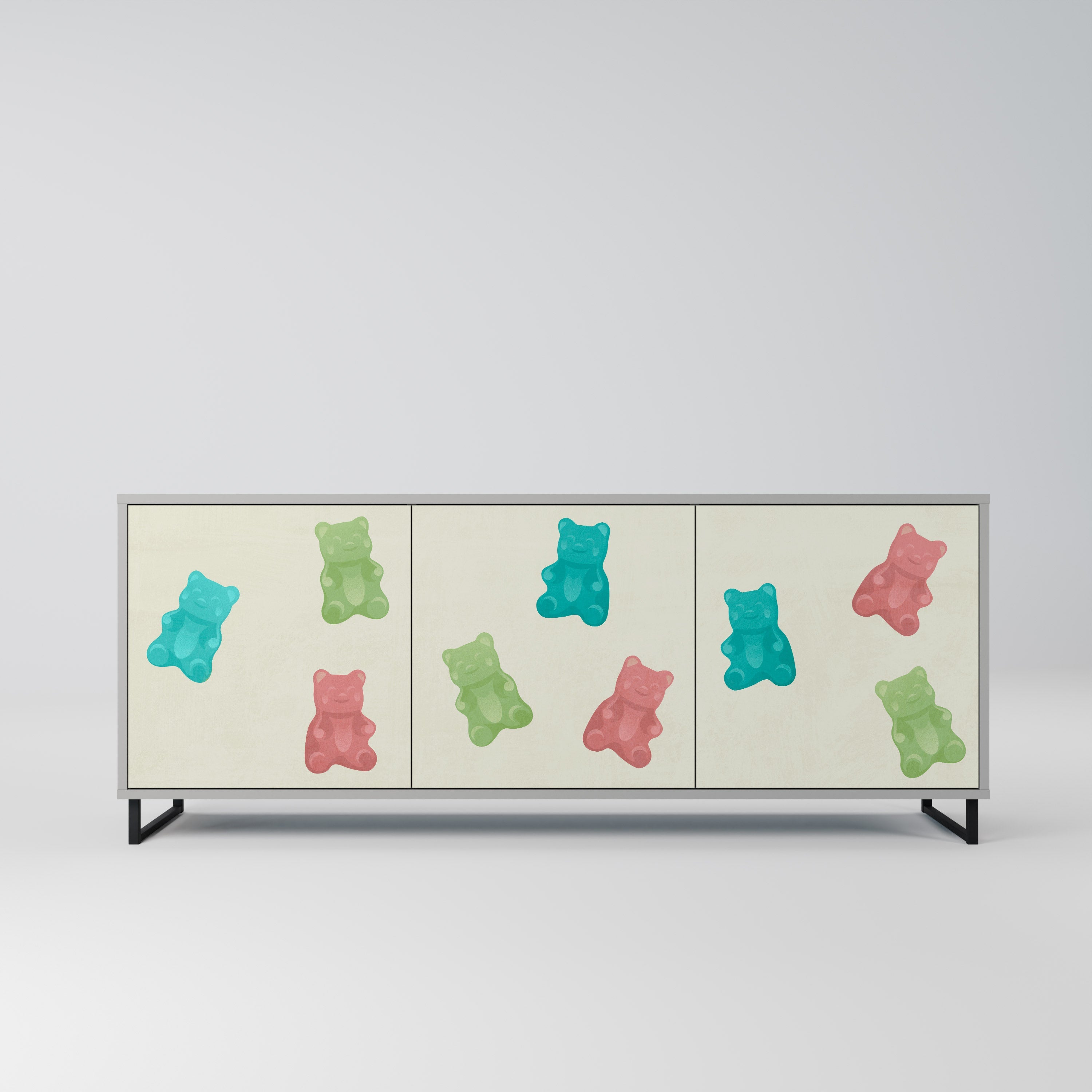 GUMMY BEARS 3-Door Sideboard in Grey Finish