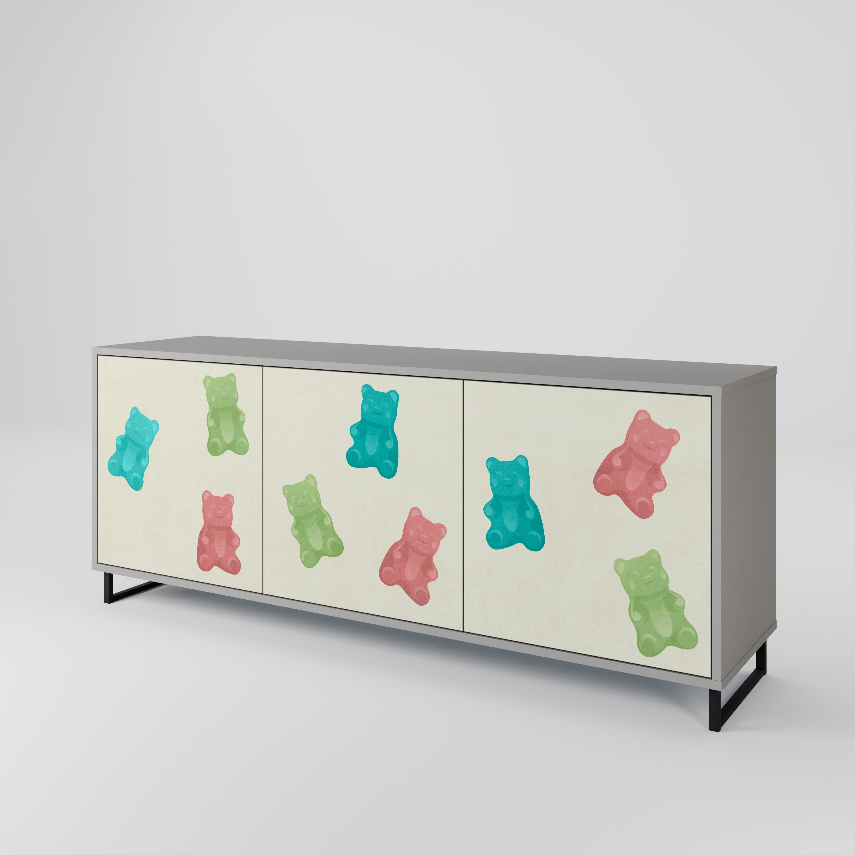 GUMMY BEARS 3-Door Sideboard in Grey Finish