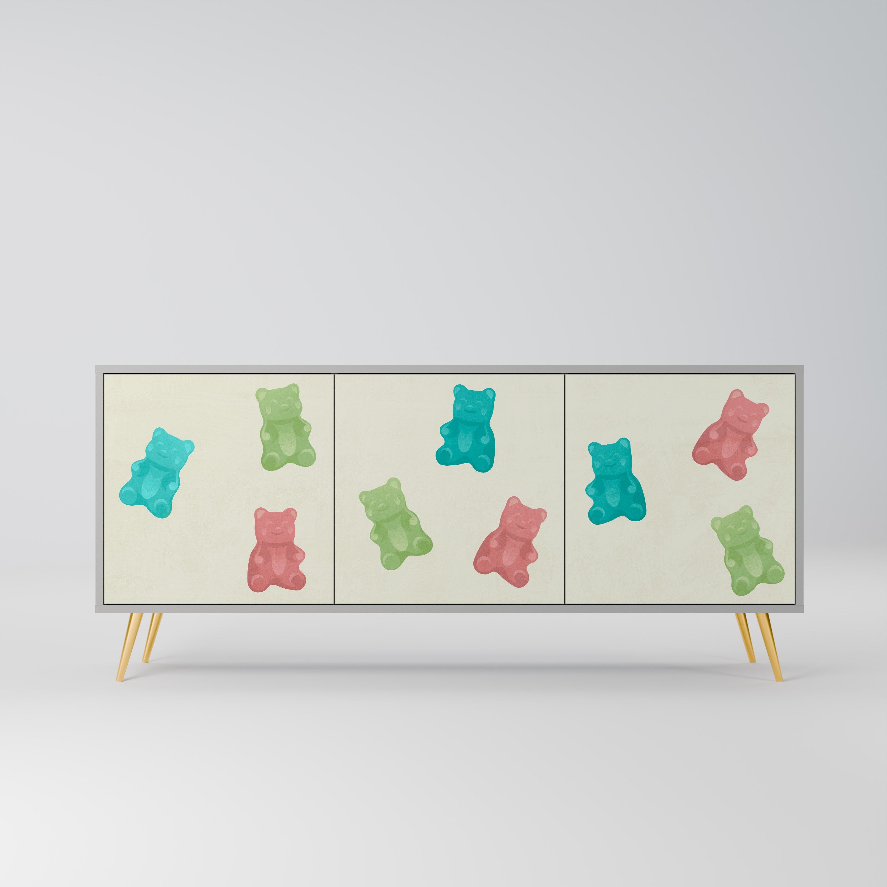 GUMMY BEARS 3-Door Sideboard in Grey Finish