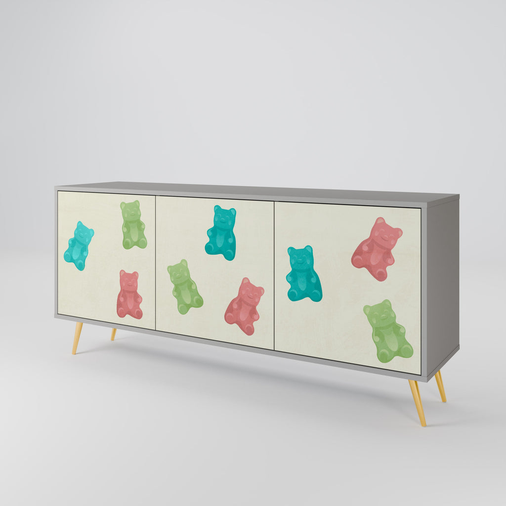 GUMMY BEARS 3-Door Sideboard in Grey Finish