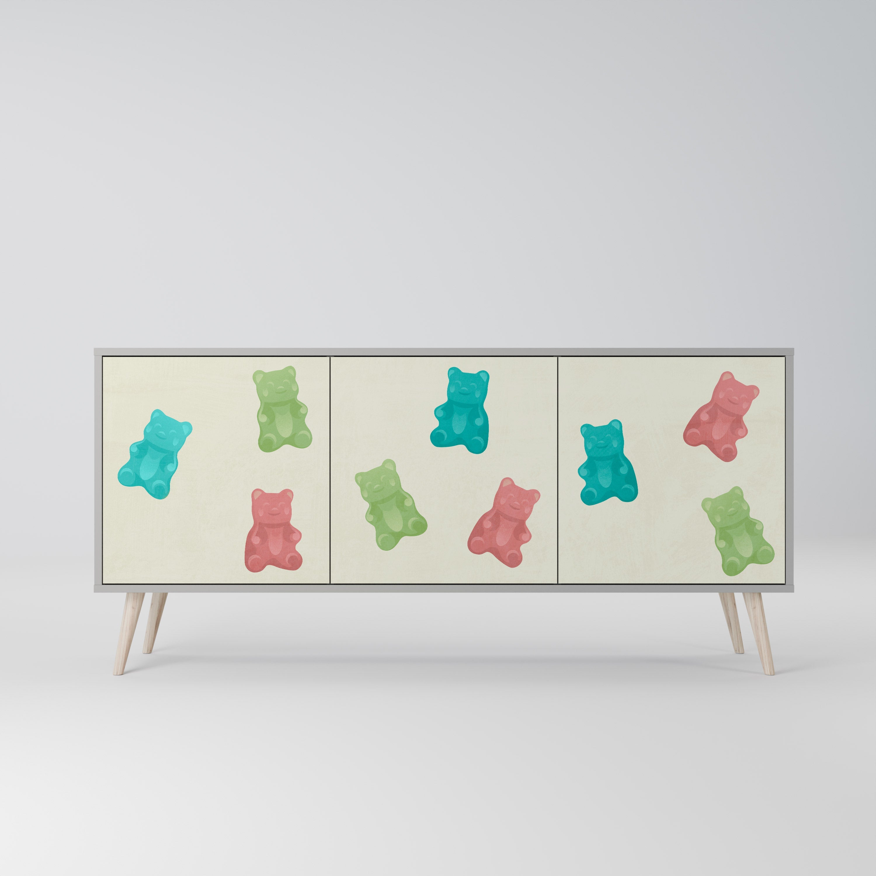 GUMMY BEARS 3-Door Sideboard in Grey Finish