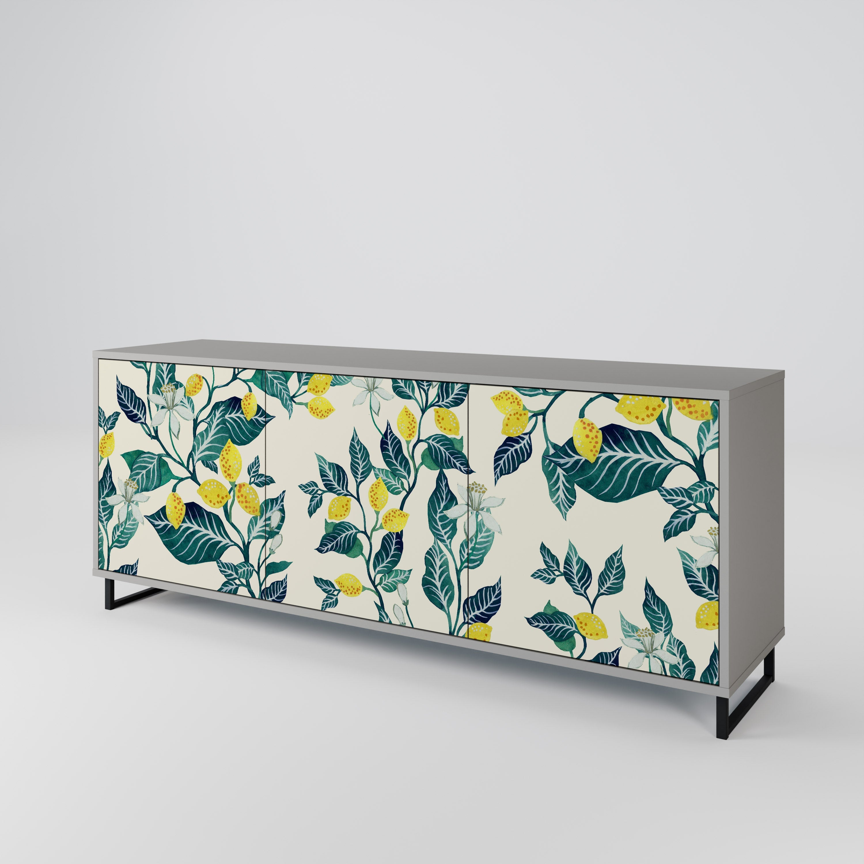 LEMON TREE 3-Door Sideboard in Grey Finish